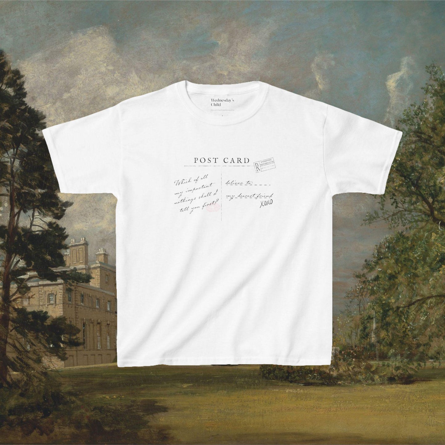 Jane Austen Postcard Coquette y2k Cotton Baby Tee * Pride & Prejudice 20th anniversary Merch * Fandom Bookish Gift Most Ardently Hand Flex