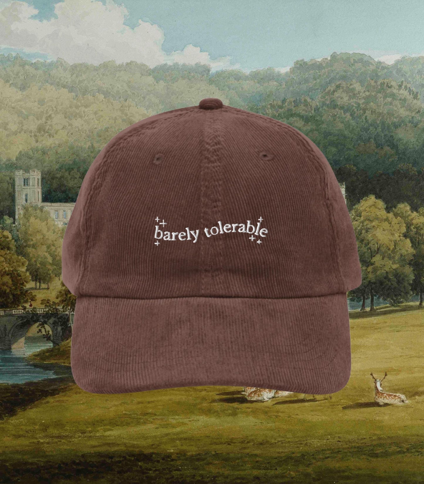 Pride & Prejudice Barely Tolerable Embroidered Corduroy Dad Hat * Pemberley Mr Darcy Aesthetic Bookish Gift Jane Austen Merch Librariancore