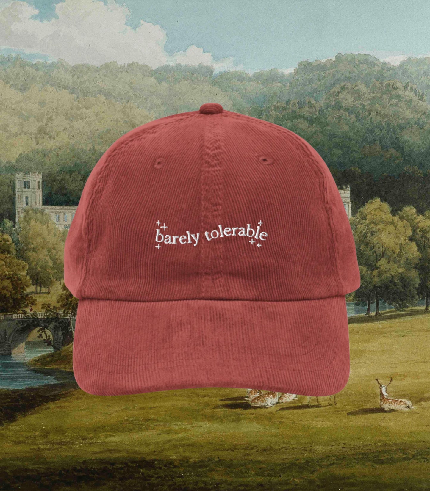 Pride & Prejudice Barely Tolerable Embroidered Corduroy Dad Hat * Pemberley Mr Darcy Aesthetic Bookish Gift Jane Austen Merch Librariancore