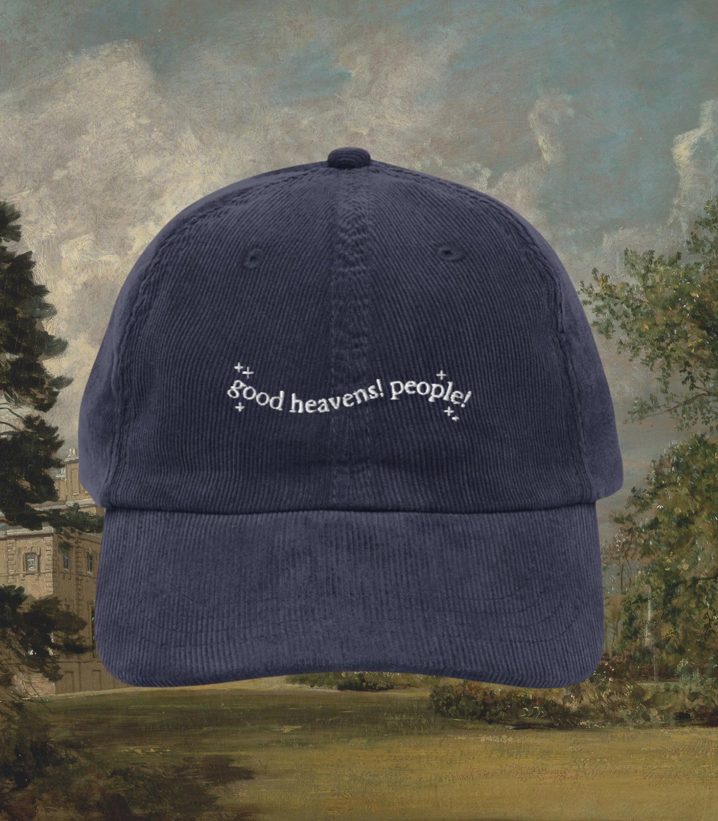 Pride & Prejudice Introvert Embroidered Corduroy Dad Hat * Good heavens! People! Introvert Trucker Cap Darcy Bookish Gift Jane Austen Merch