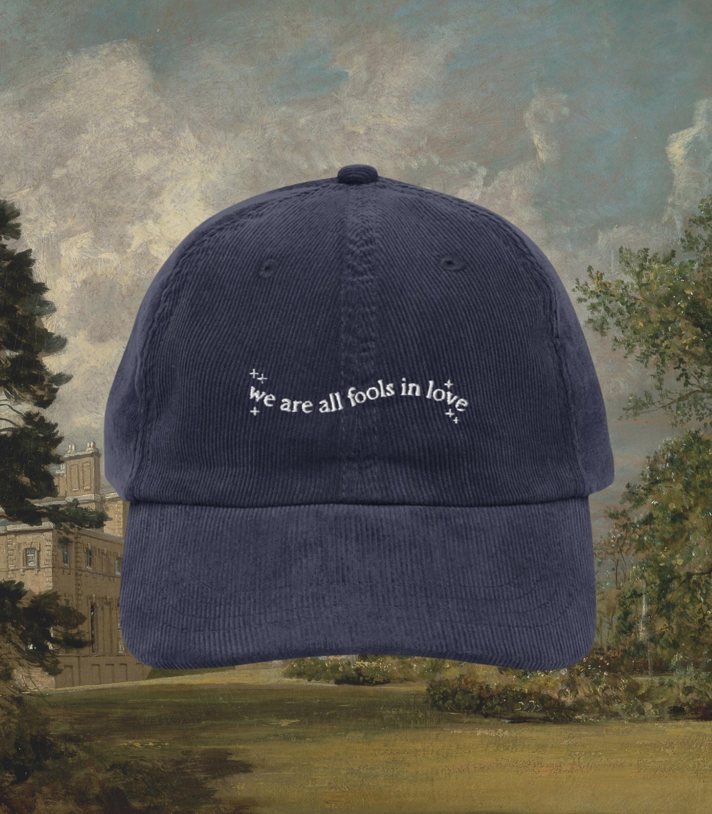 Pride & Prejudice We are all fools in love corduroy embroidered hat * 20th anniversary Mr Darcy hand flex * Jane Austen Bookish Merch Gift