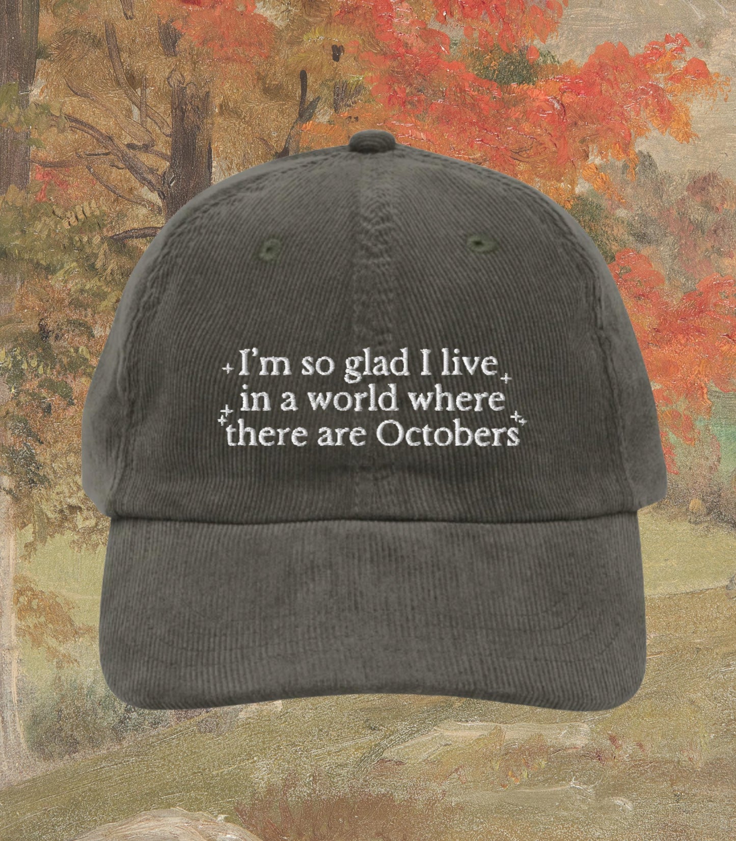 Anne of Green Gables Embroidered Corduroy Hat * World Where There Are Octobers * Anne with an E Fall I am an Autumn Aesthetic Cottagecore