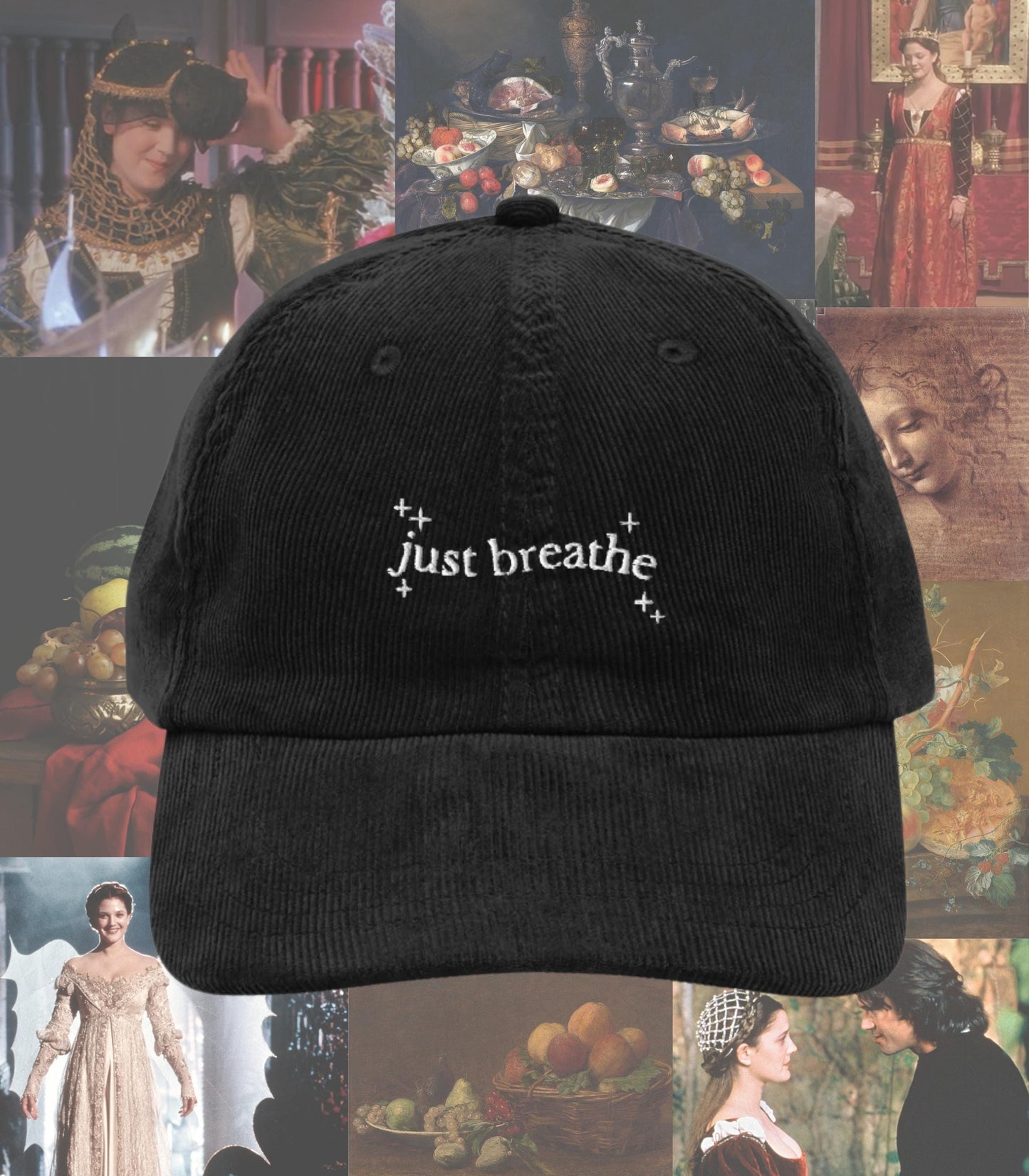 Just Breathe Ever After Embroidered corduroy dad hat * Cinderella story fairycore Princess Rom Com Movie Lover Gift Idea