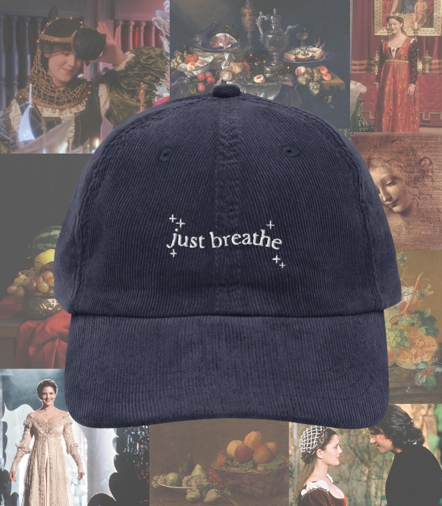 Just Breathe Ever After Embroidered corduroy dad hat * Cinderella story fairycore Princess Rom Com Movie Lover Gift Idea