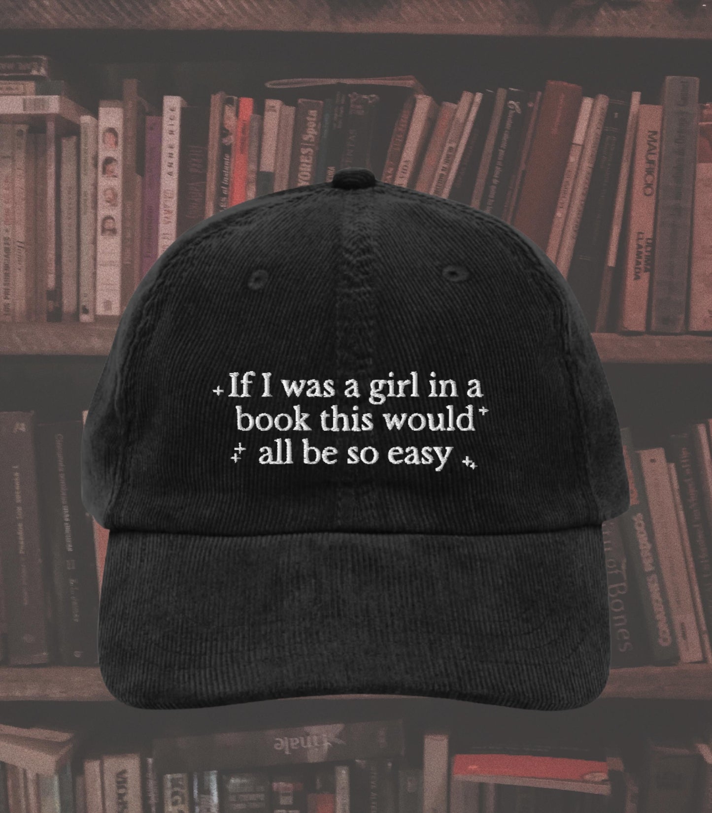 Little Women Girl in a Book Corduroy Embroidered Hat * Cottagecore Aesthetic March Sisters It's No Use Jo Meg Beth Amy Laurie Booktok Merch
