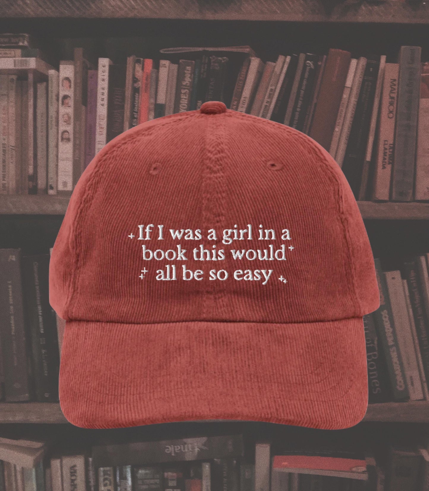 Little Women Girl in a Book Corduroy Embroidered Hat * Cottagecore Aesthetic March Sisters It's No Use Jo Meg Beth Amy Laurie Booktok Merch