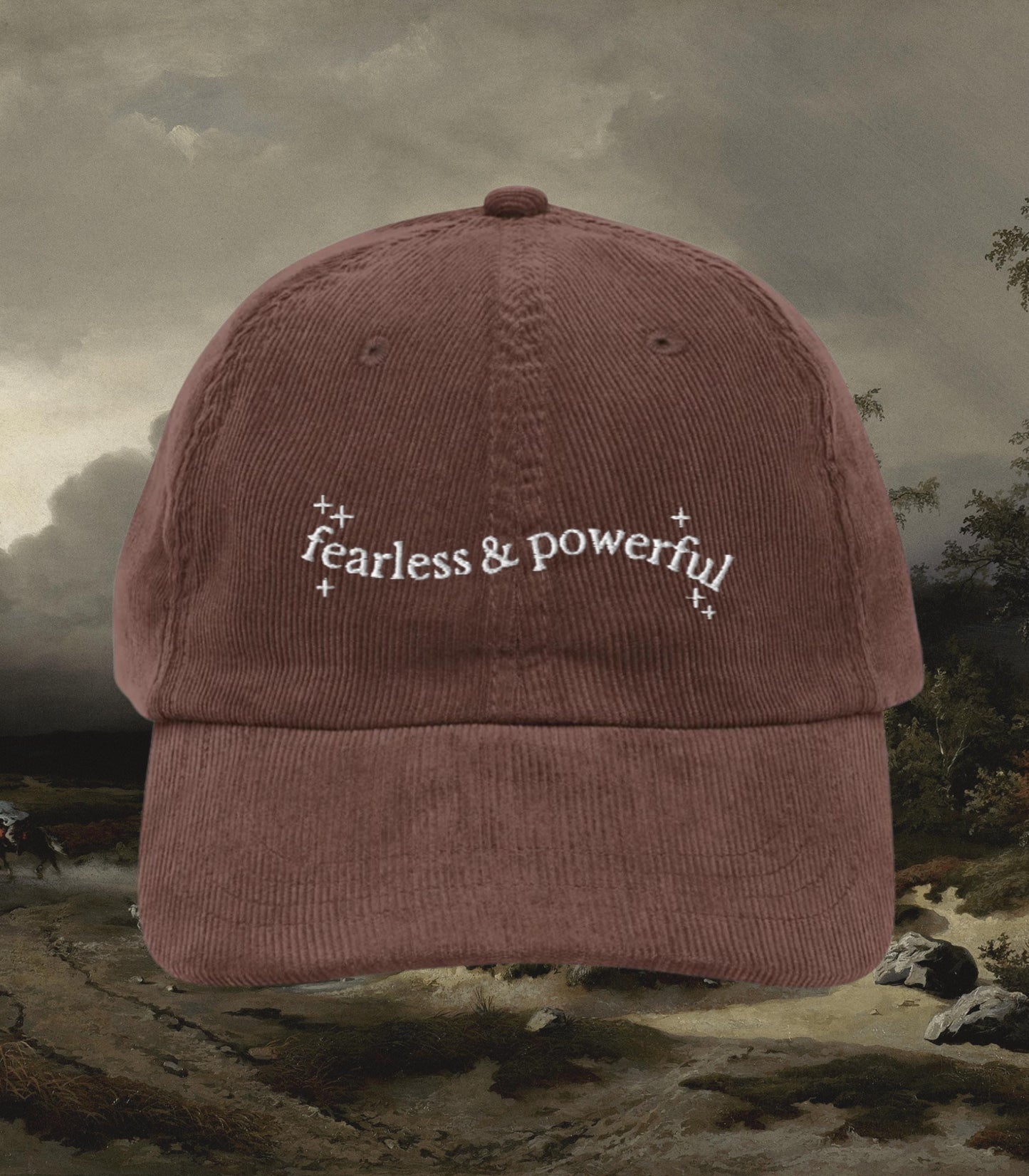 Frankenstein Fearless & Powerful Corduroy Embroidered Baseball Hat * Bookish Gothic Literature Mary Shelley Goth Horror Movie Lover Gift