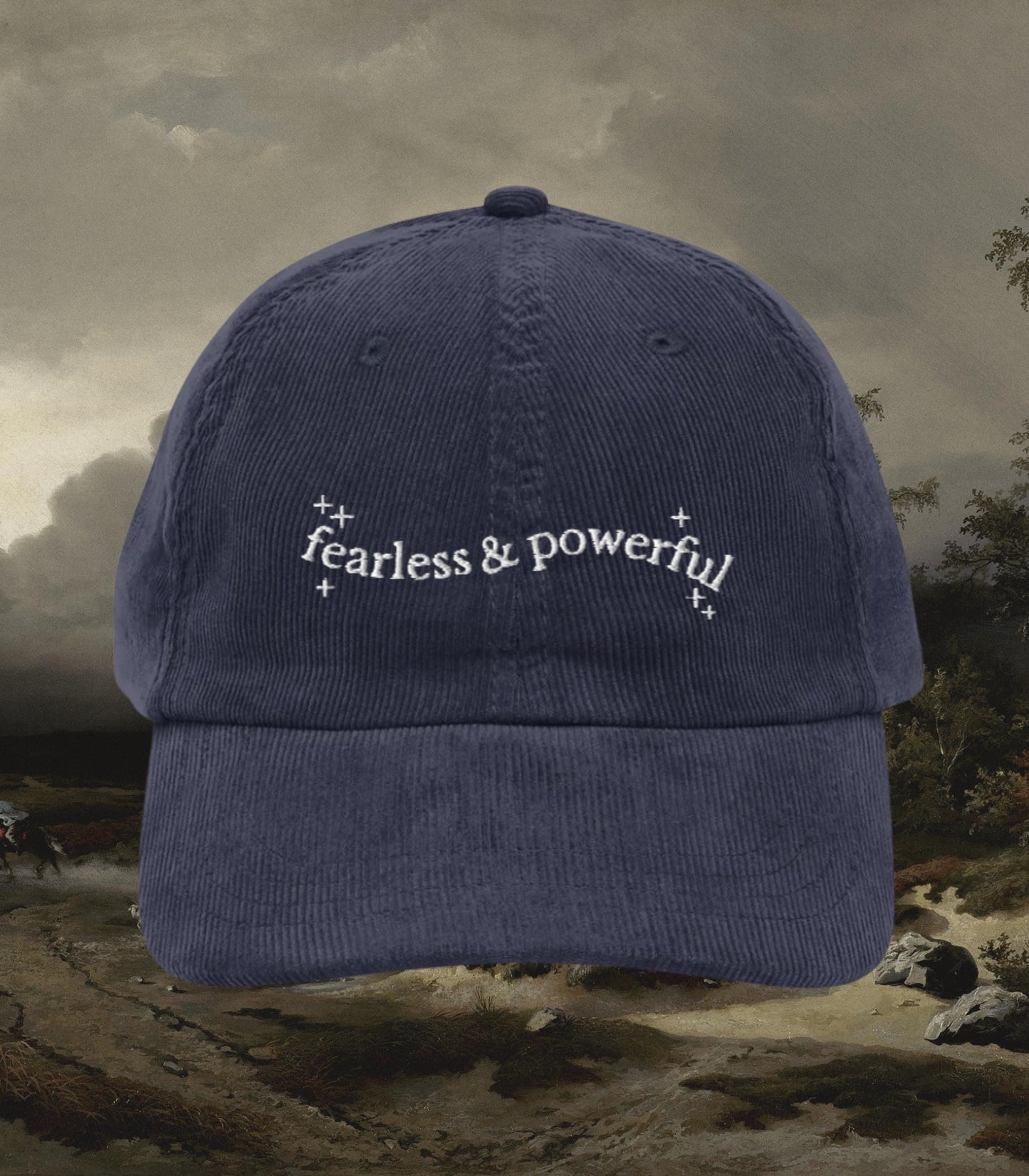 Frankenstein Fearless & Powerful Corduroy Embroidered Baseball Hat * Bookish Gothic Literature Mary Shelley Goth Horror Movie Lover Gift