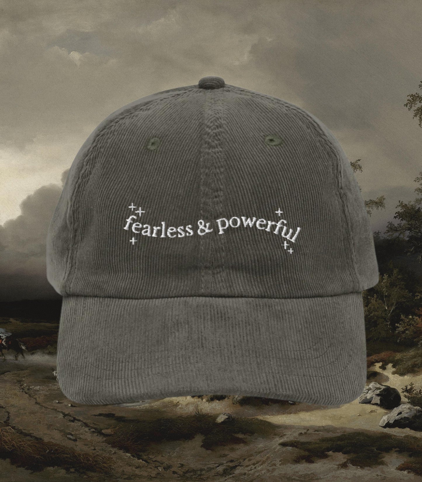 Frankenstein Fearless & Powerful Corduroy Embroidered Baseball Hat * Bookish Gothic Literature Mary Shelley Goth Horror Movie Lover Gift