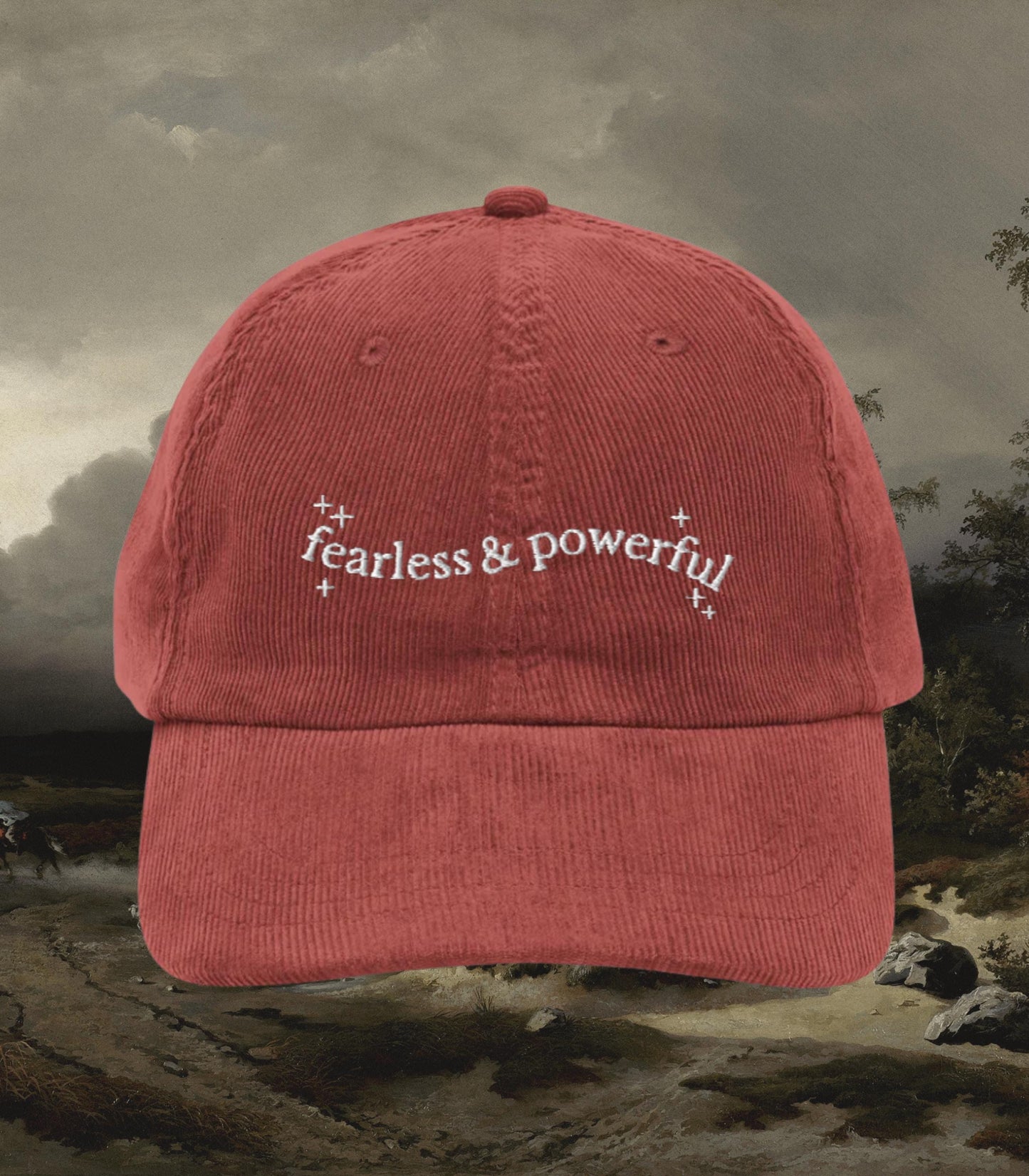 Frankenstein Fearless & Powerful Corduroy Embroidered Baseball Hat * Bookish Gothic Literature Mary Shelley Goth Horror Movie Lover Gift