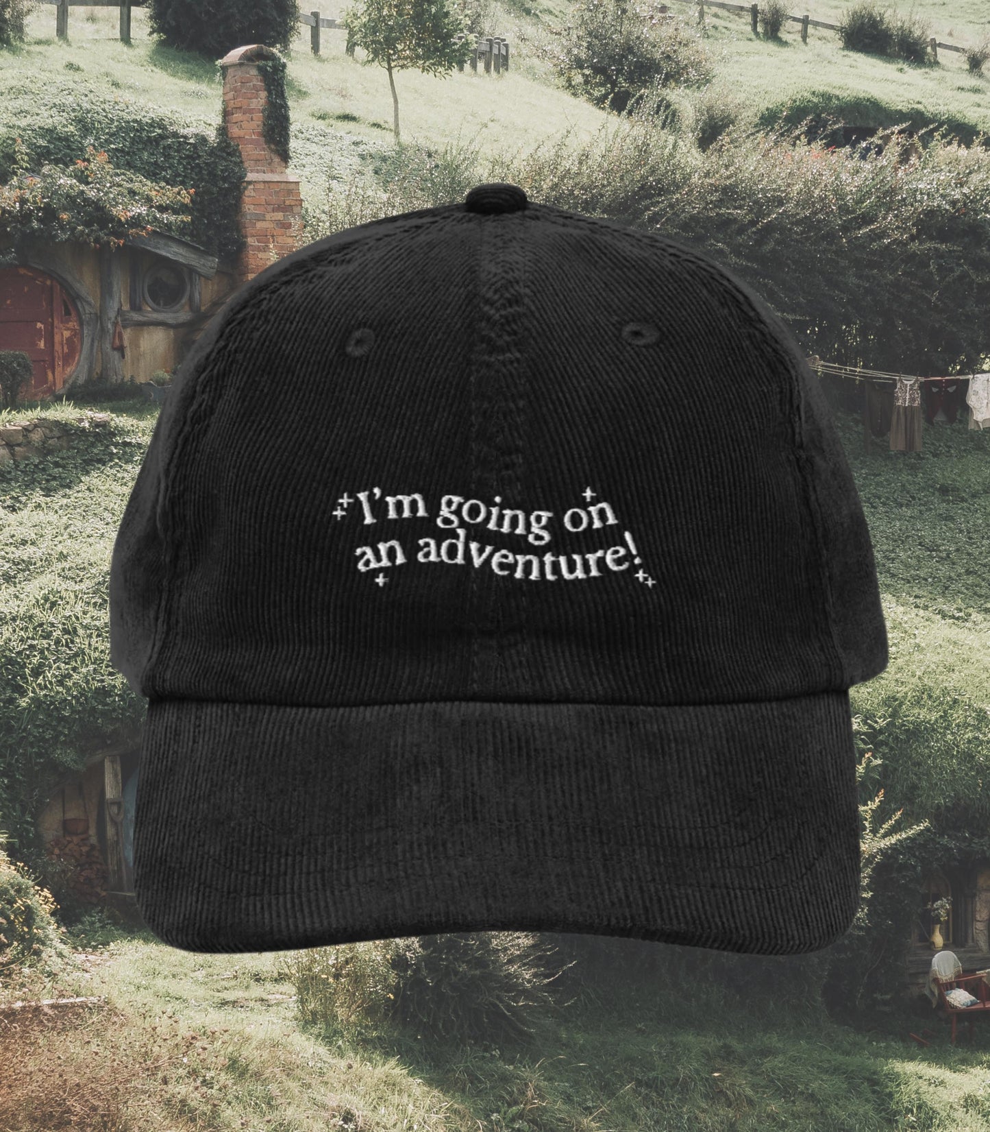 Going on an adventure Embroidered Corduroy Baseball Hat * Fantasy Reader Gift I am no man * Tolkien Fandom Merch Book Lover Trendy Bookish