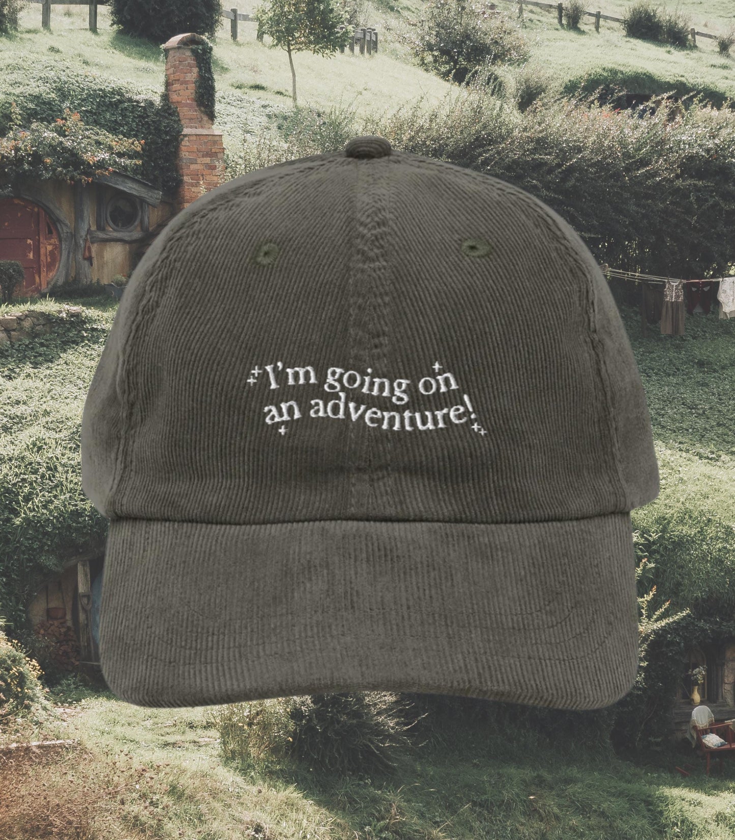Going on an adventure Embroidered Corduroy Baseball Hat * Fantasy Reader Gift I am no man * Tolkien Fandom Merch Book Lover Trendy Bookish