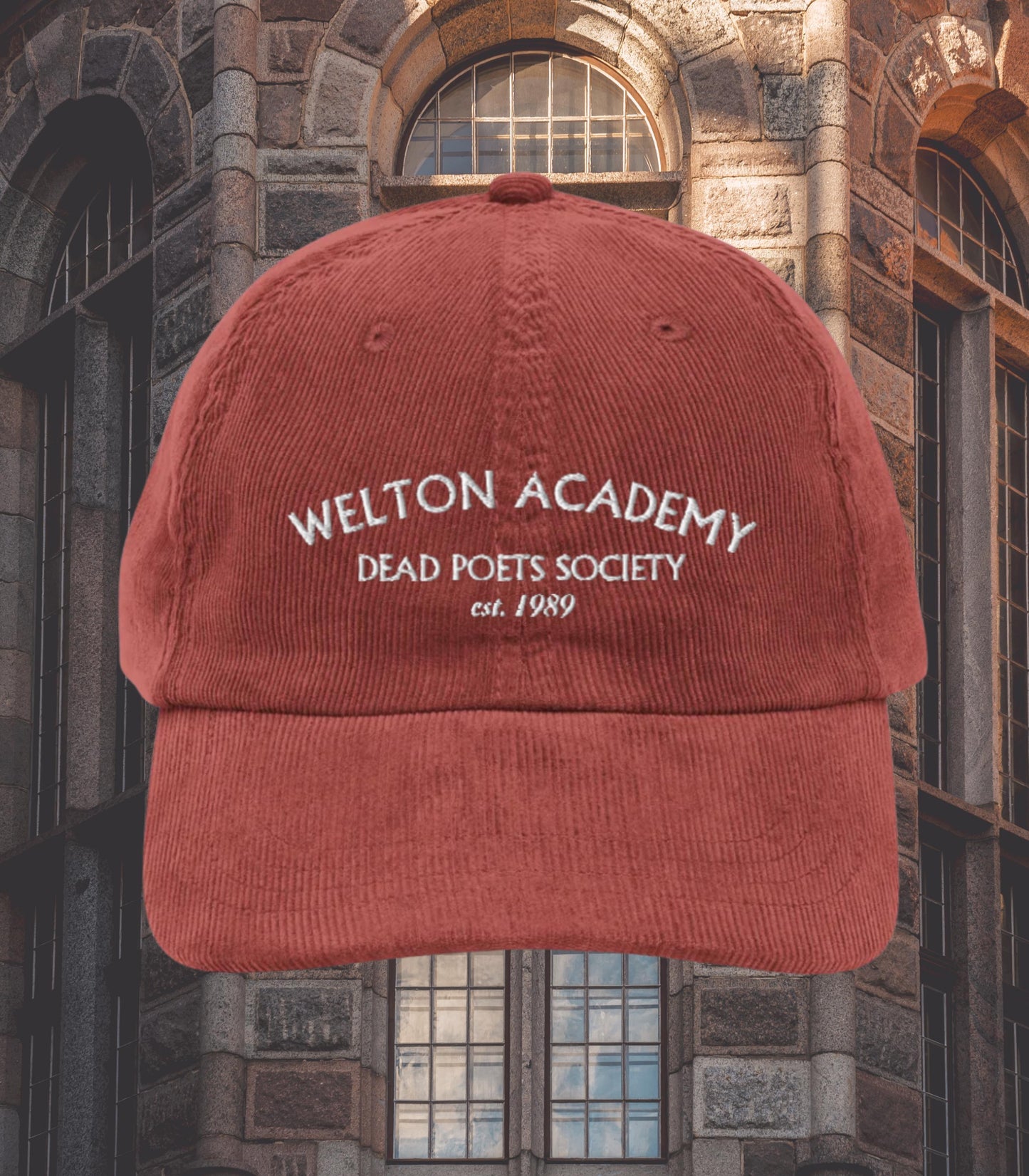 Dead Poets Society Welton Academy Embroidered Corduroy Hat * Dark Academia Aesthetic Subtle Bookish Gift Classic Lit Greek Carpe Diem