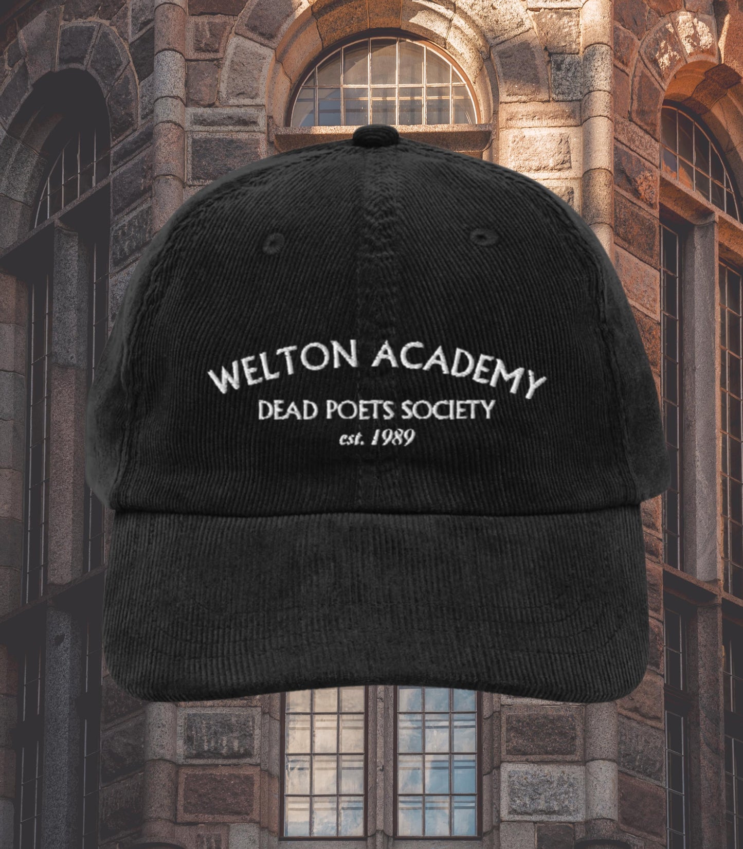 Dead Poets Society Welton Academy Embroidered Corduroy Hat * Dark Academia Aesthetic Subtle Bookish Gift Classic Lit Greek Carpe Diem