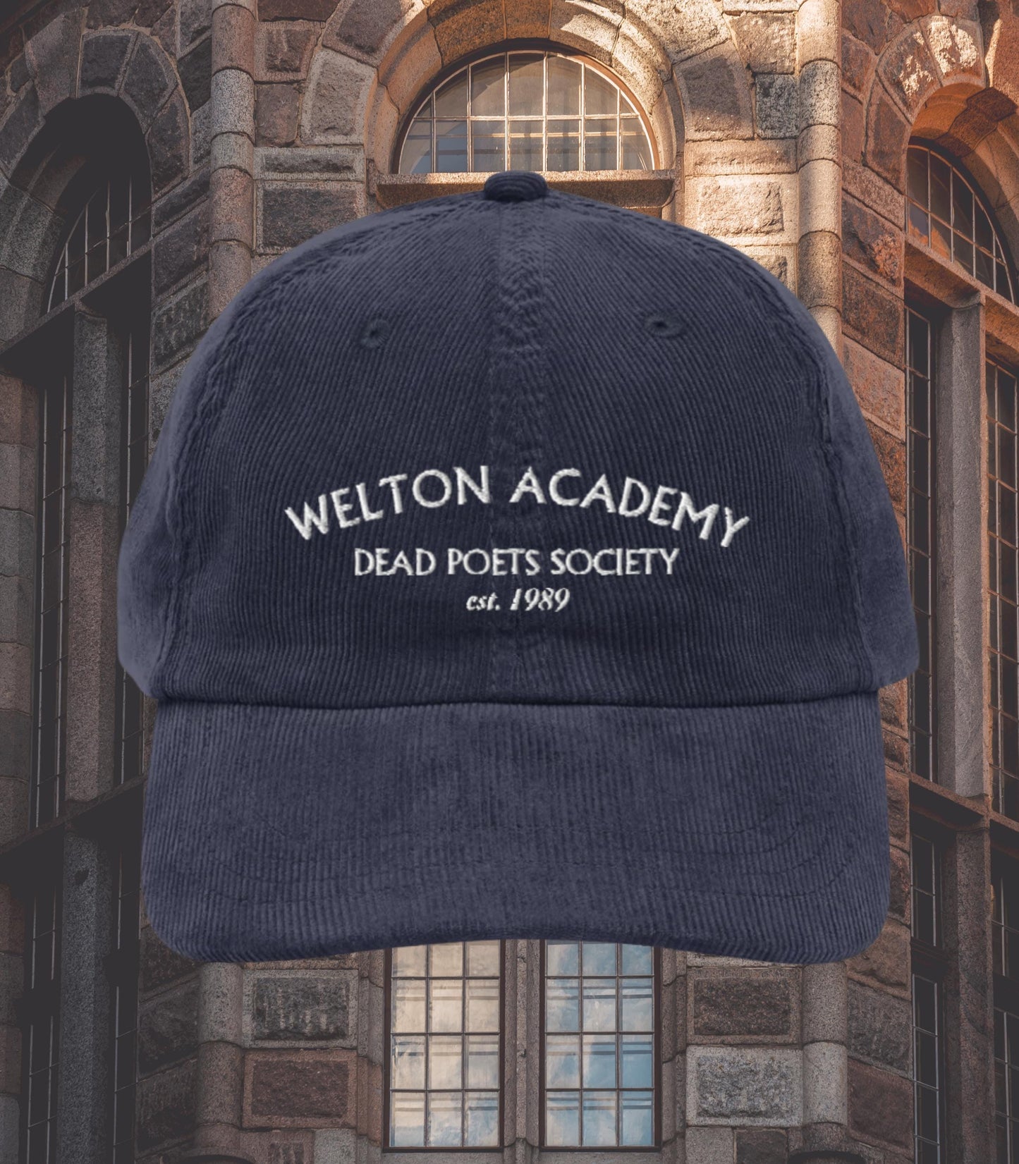 Dead Poets Society Welton Academy Embroidered Corduroy Hat * Dark Academia Aesthetic Subtle Bookish Gift Classic Lit Greek Carpe Diem