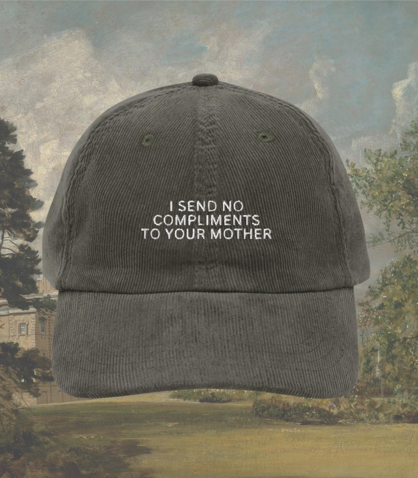 Pride & Prejudice Funny No Compliments to your Mother Embroidered Corduroy Hat * 20th Anniversary Mr Darcy Hand Flex Bennet Movie Lover Gift