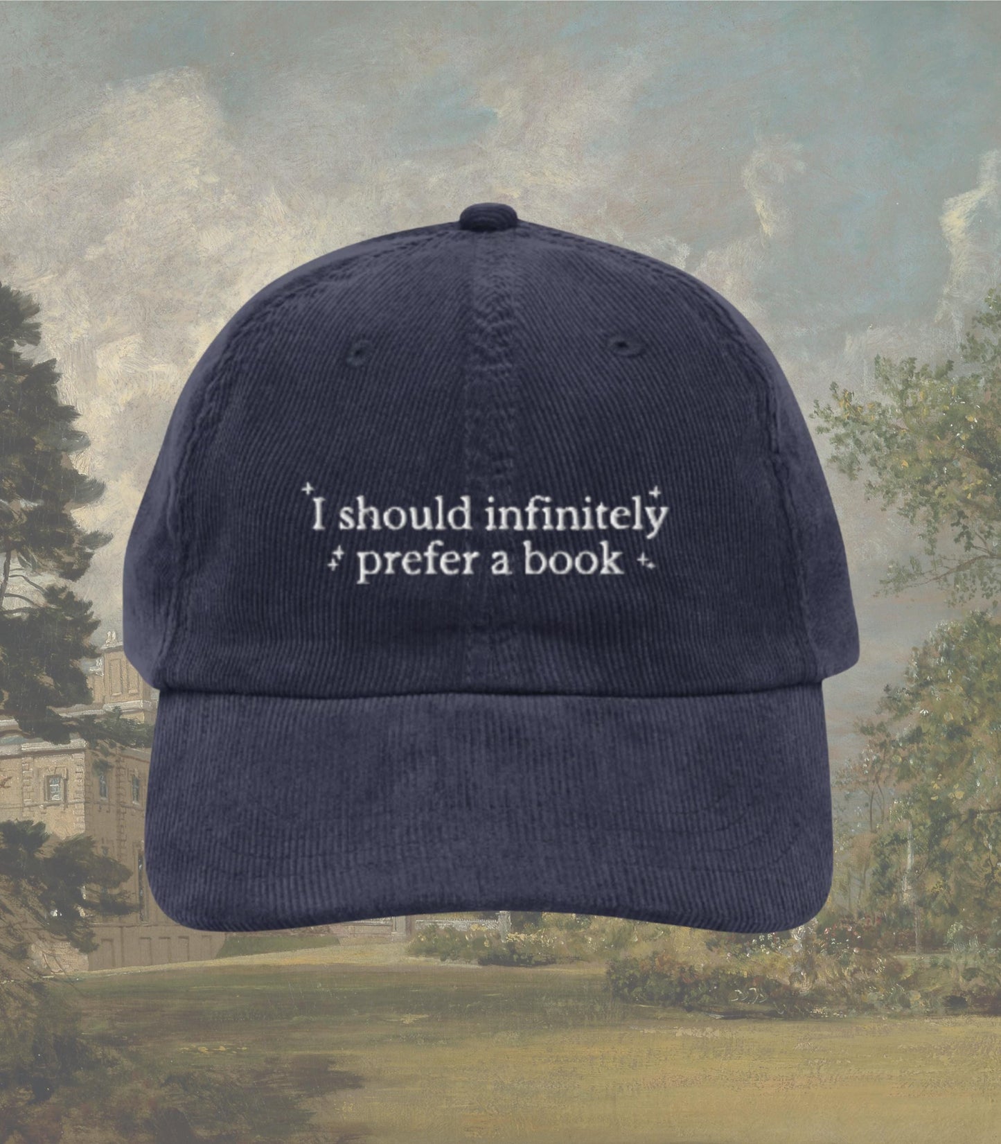 Pride & Prejudice Prefer a Book Embroidered Corduroy Dad Hat * 20th anniversary pemberley mr darcy Literary Bookish Gift Jane Austen Merch