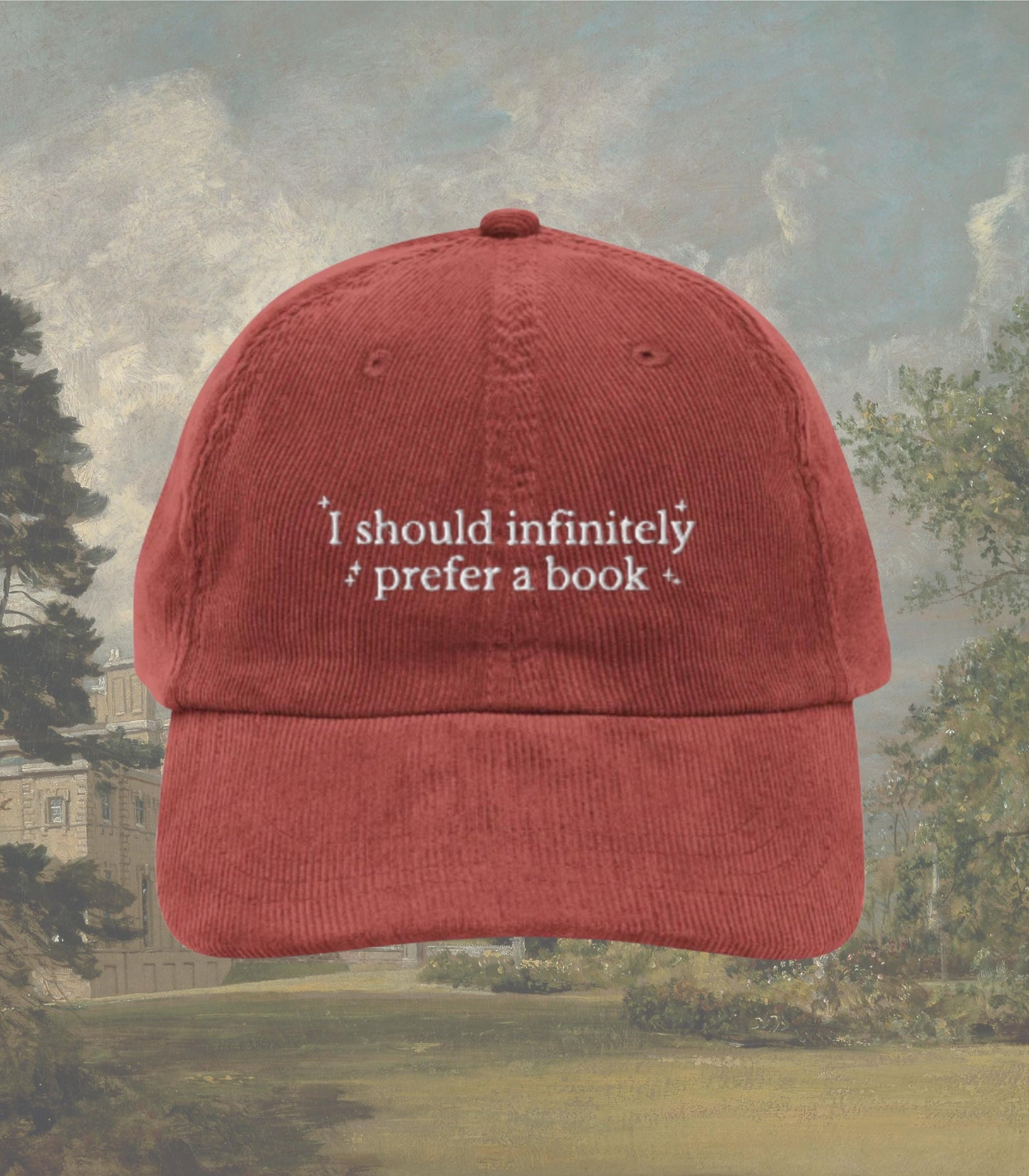 Pride & Prejudice Prefer a Book Embroidered Corduroy Dad Hat * 20th anniversary pemberley mr darcy Literary Bookish Gift Jane Austen Merch