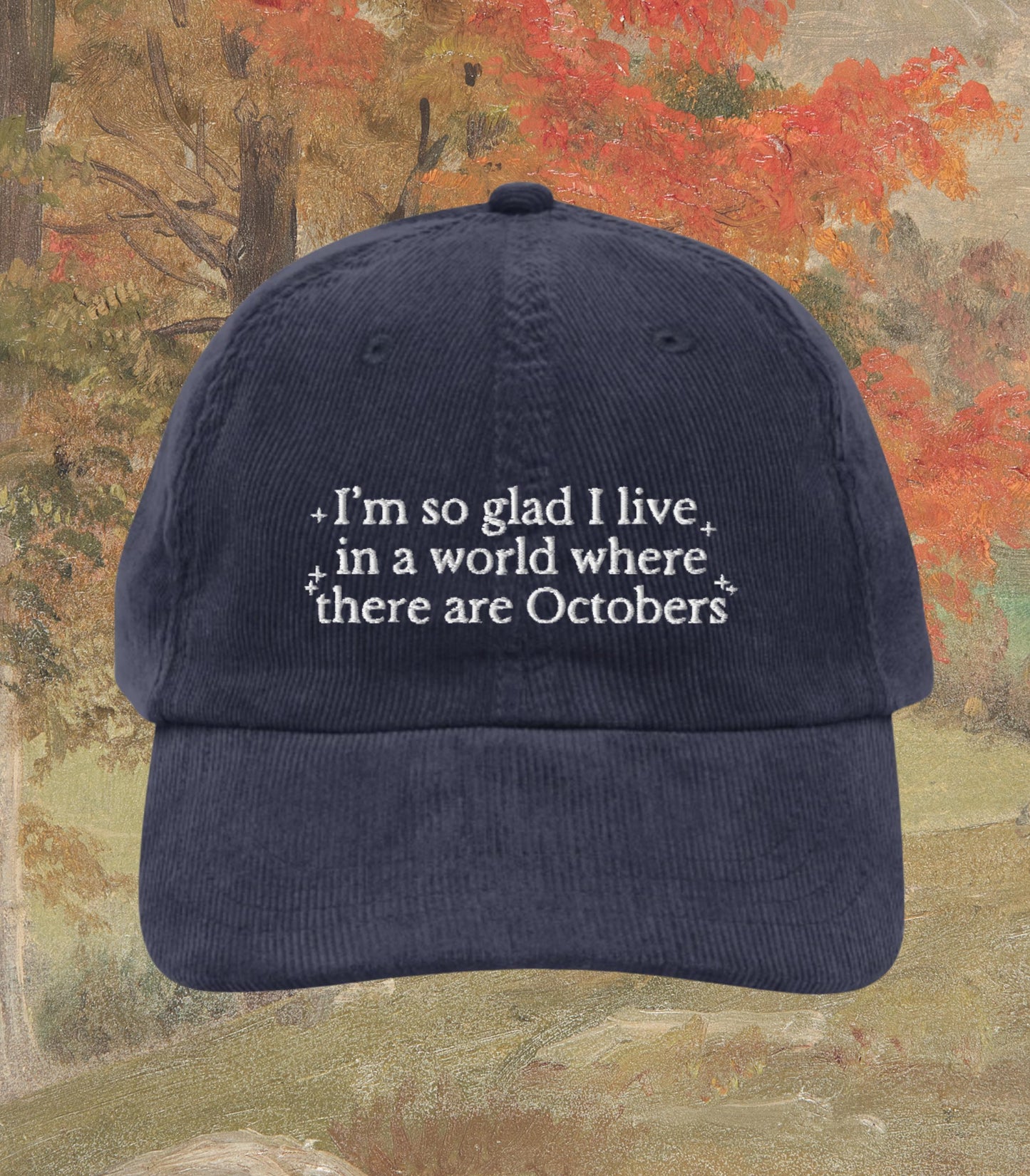 Anne of Green Gables Embroidered Corduroy Hat * World Where There Are Octobers * Anne with an E Fall I am an Autumn Aesthetic Cottagecore