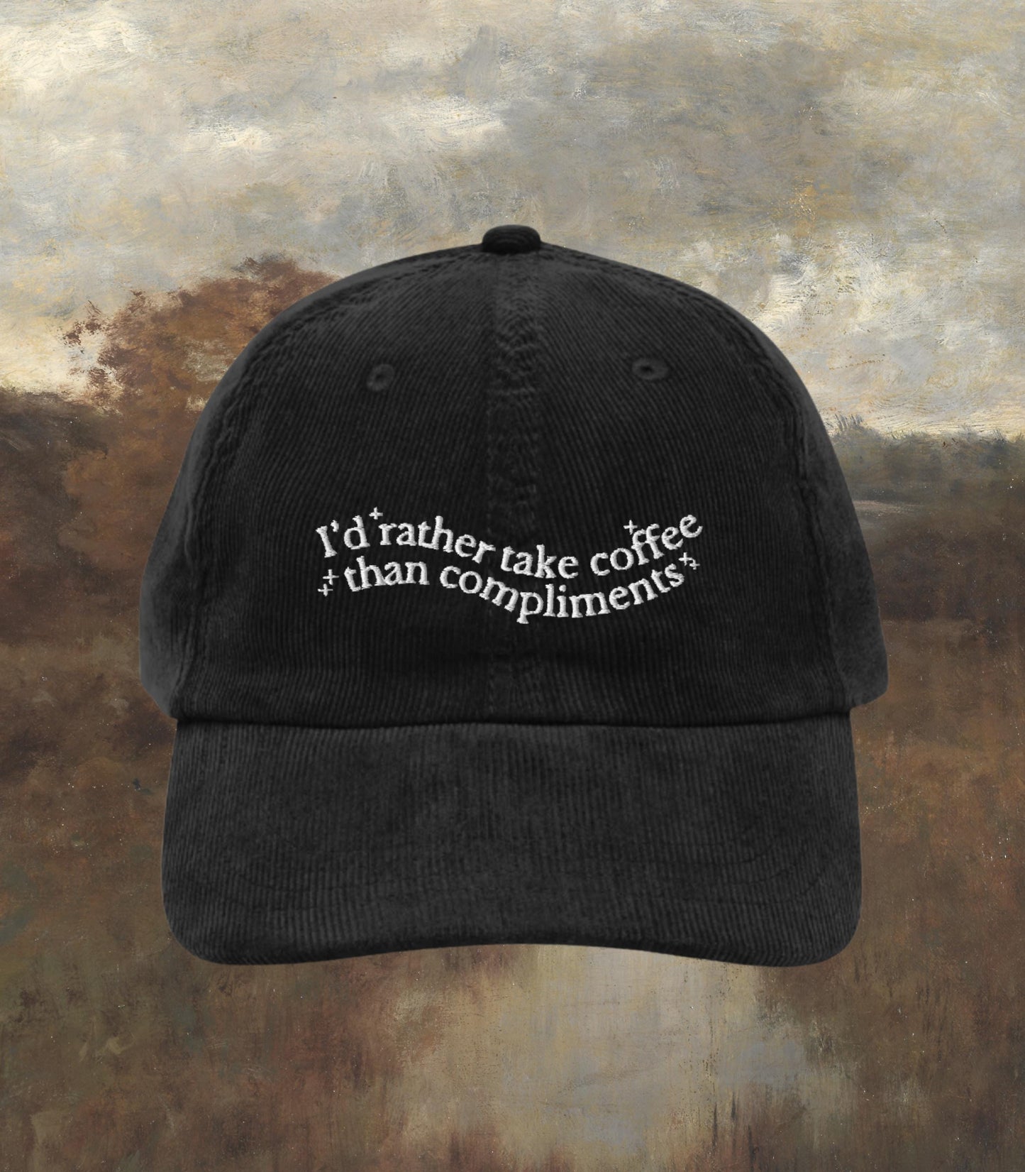 Little Women Embroidered Corduroy Dad Hat Coffee than Compliments * Orchard House March Sisters It's no use Jo Meg Beth Amy Cottagecore