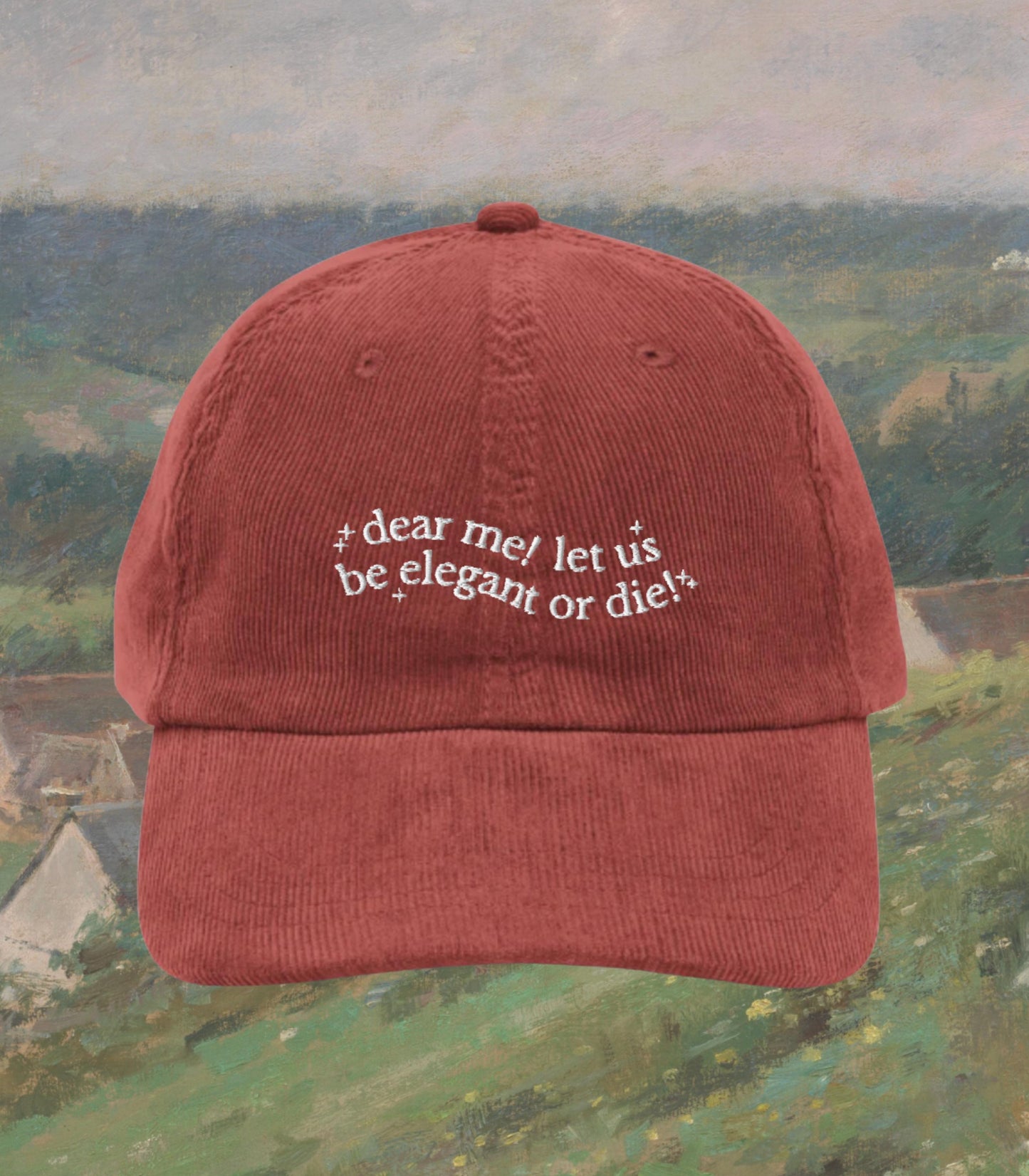 Little Women Let Us Be Elegant Embroidered Corduroy Dad Hat * March Sisters It's No Use Jo Meg Beth Amy Laurie Subtle Bookish Gift Idea