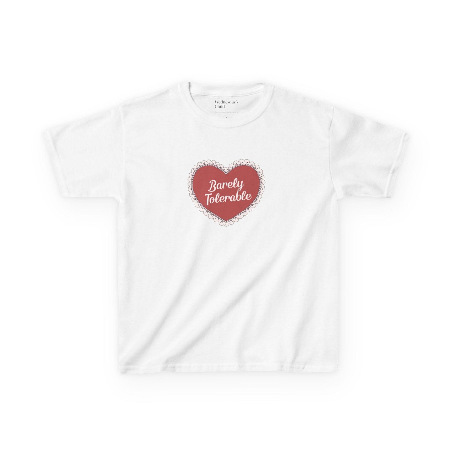 Pride & Prejudice Barely Tolerable Lace Heart Doily Y2K Baby Tee 20th Anniversary Mr Darcy Pemberley Jane Austen Movie Book Lover Gift Idea