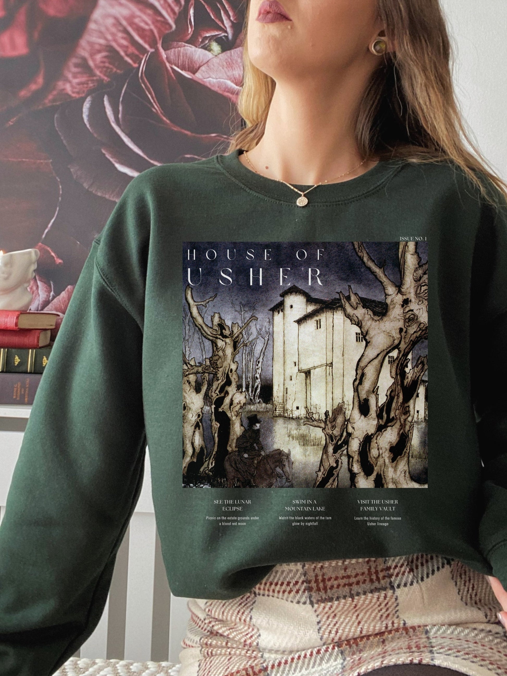 Edgar Allan Poe House of Usher Sweatshirt * Literature Literary Bookish Shirt * Bookworm Christmas Gift * Goth Dark Academia