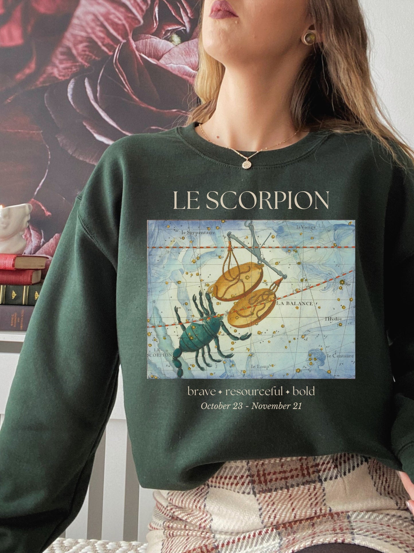 Scorpio French Zodiac Constellation Astrology Horoscope Sweatshirt * Scorpio Birthday Birth Date Shirt * Water Sign * Light Dark Academia