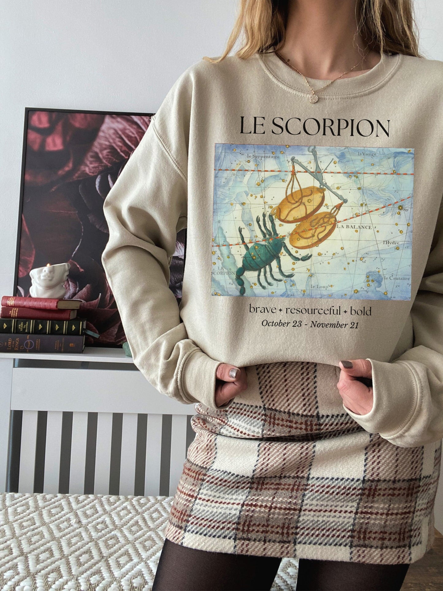 Scorpio French Zodiac Constellation Astrology Horoscope Sweatshirt * Scorpio Birthday Birth Date Shirt * Water Sign * Light Dark Academia