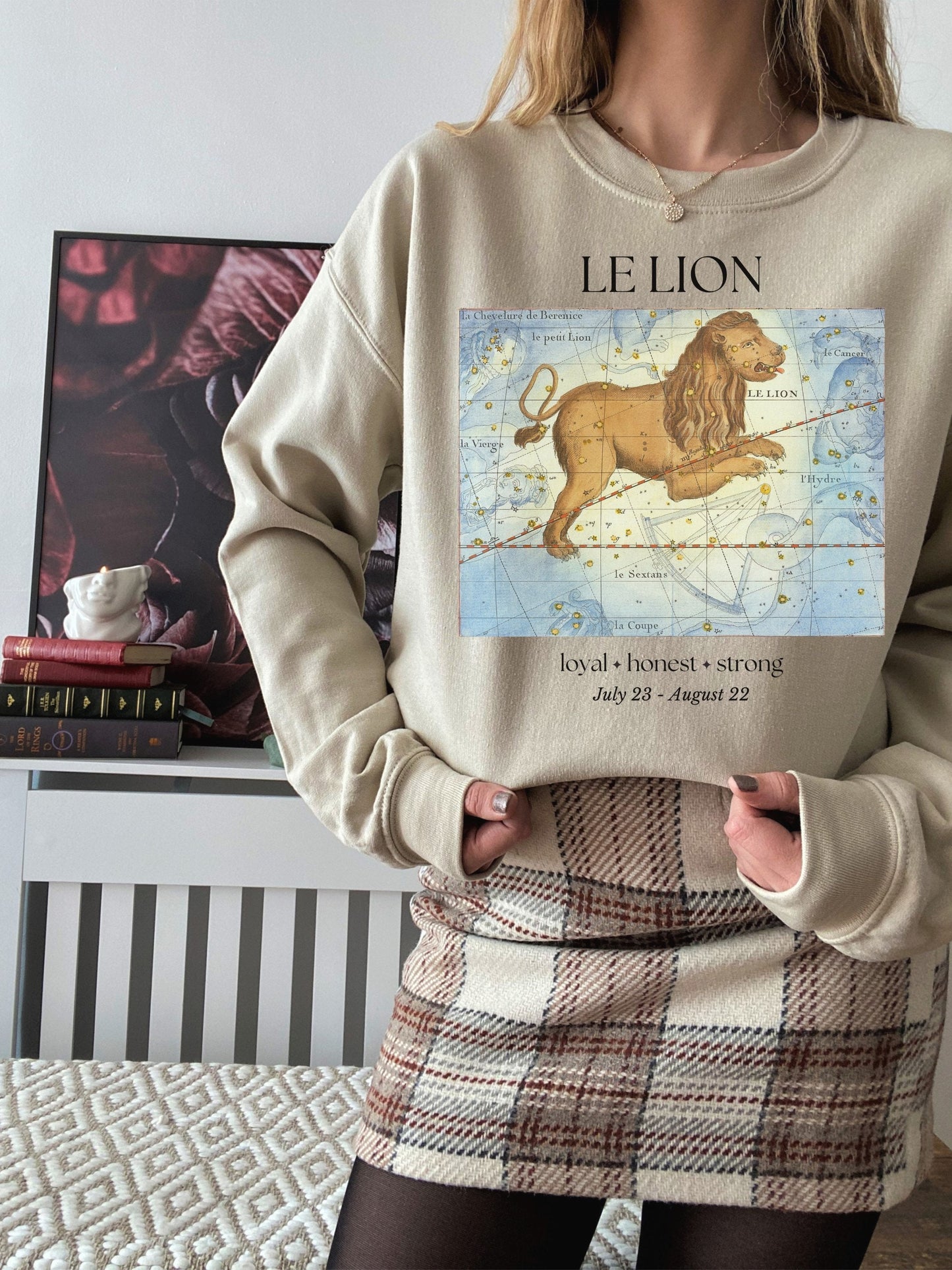 Leo French Zodiac Constellation Astrology Horoscope Sweatshirt * Leo Birthday Birth Date Shirt * Fire Sign Gift * Light Dark Academia