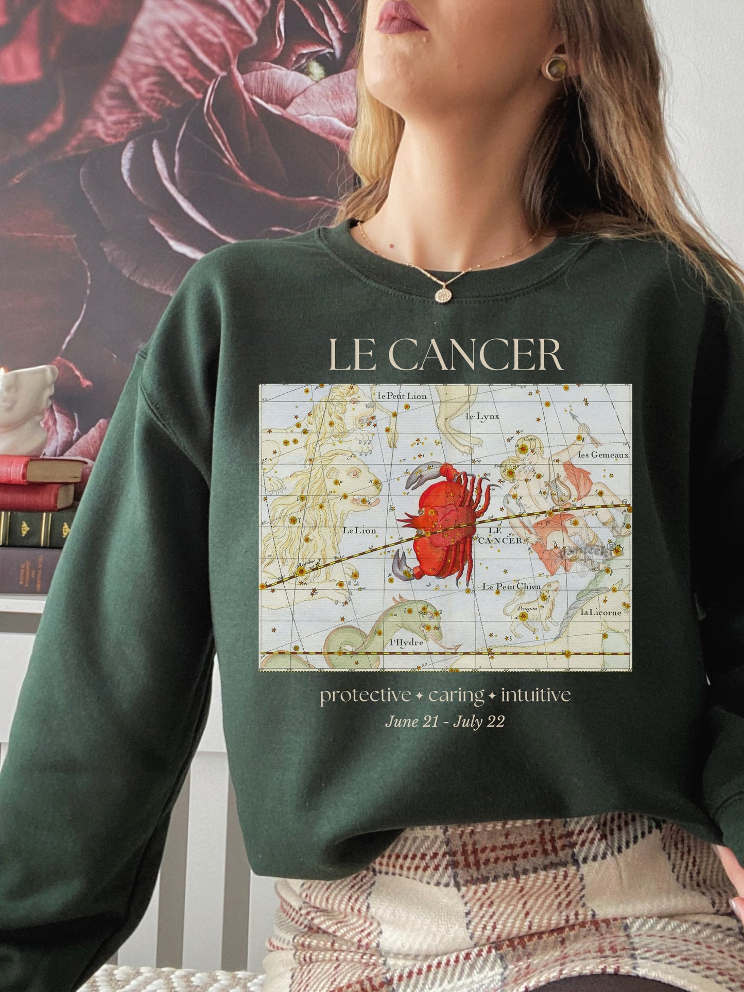 Cancer French Zodiac Constellation Astrology Horoscope Sweatshirt * Cancer Birthday Birth Date Shirt * Fire Sign Gift * Light Dark Academia