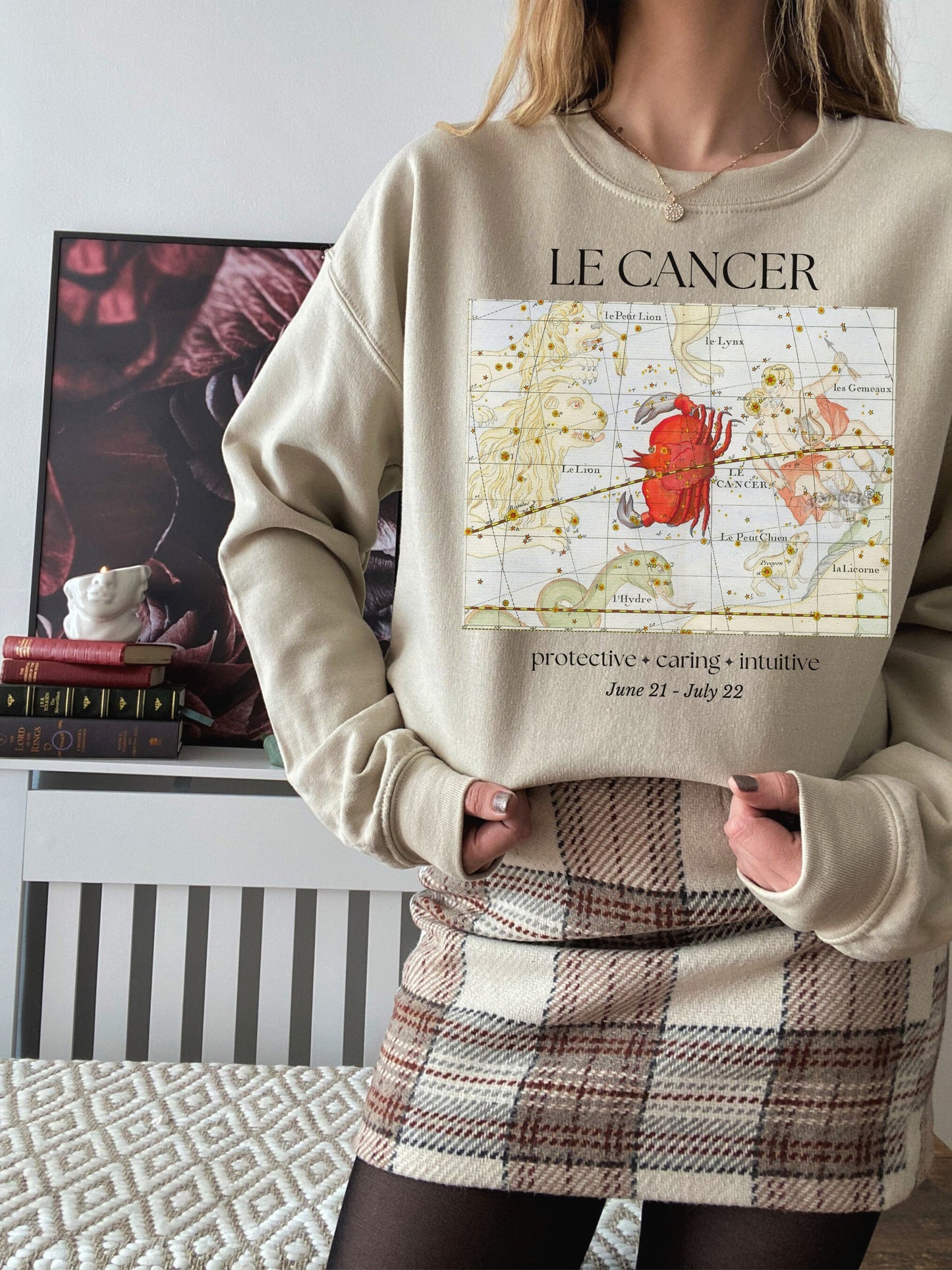 Cancer French Zodiac Constellation Astrology Horoscope Sweatshirt * Cancer Birthday Birth Date Shirt * Fire Sign Gift * Light Dark Academia