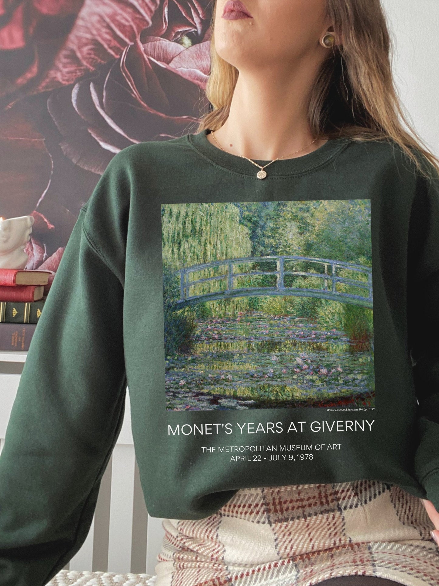 Claude Monet Japanese Bridge Water Lilies Art History Sweatshirt Classical Art Dark Academia Clothes Art Teacher Gift