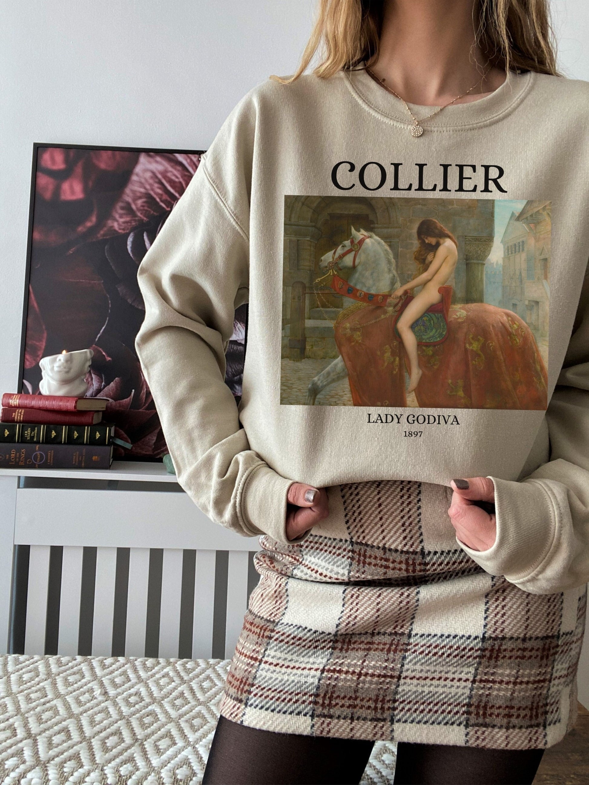 John Collier Lady Godiva Light Dark Academia Art History Sweatshirt Aesthetic Famous Painter Paintings Museum Exhibit Impressionist