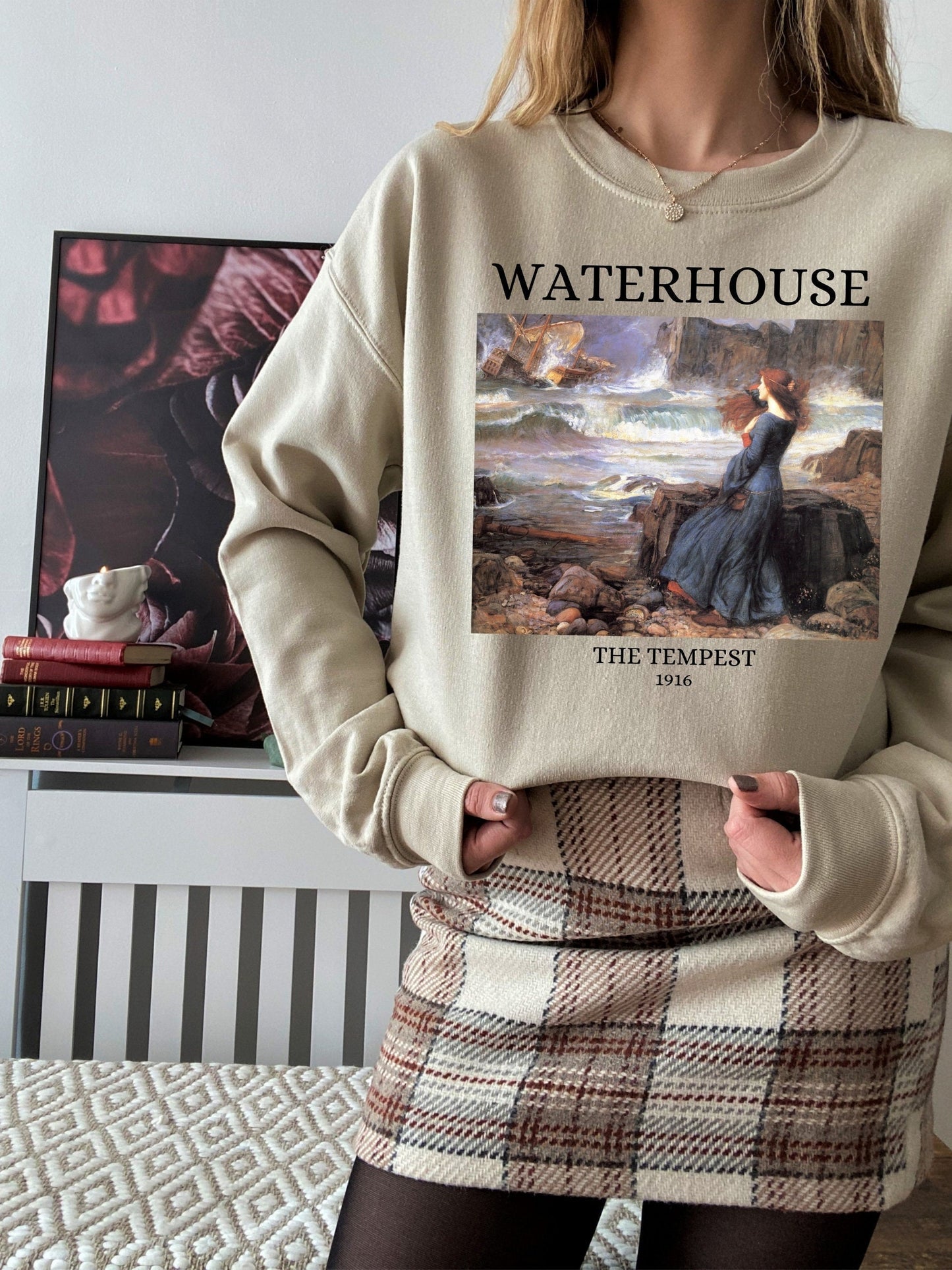 John William Waterhouse The Tempest Shakespeare Light Dark Academia Art History Sweatshirt Aesthetic Famous Painter Paintings Museum Exhibit