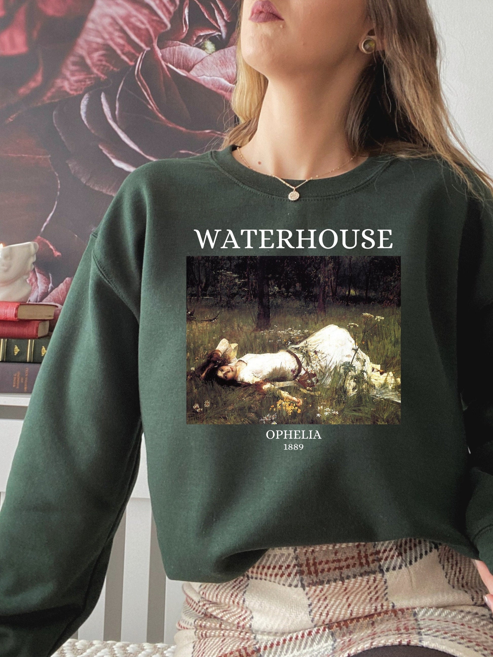 John William Waterhouse Ophelia Shakespeare Light Dark Academia Art History Sweatshirt Aesthetic Famous Painter Paintings Museum Exhibit