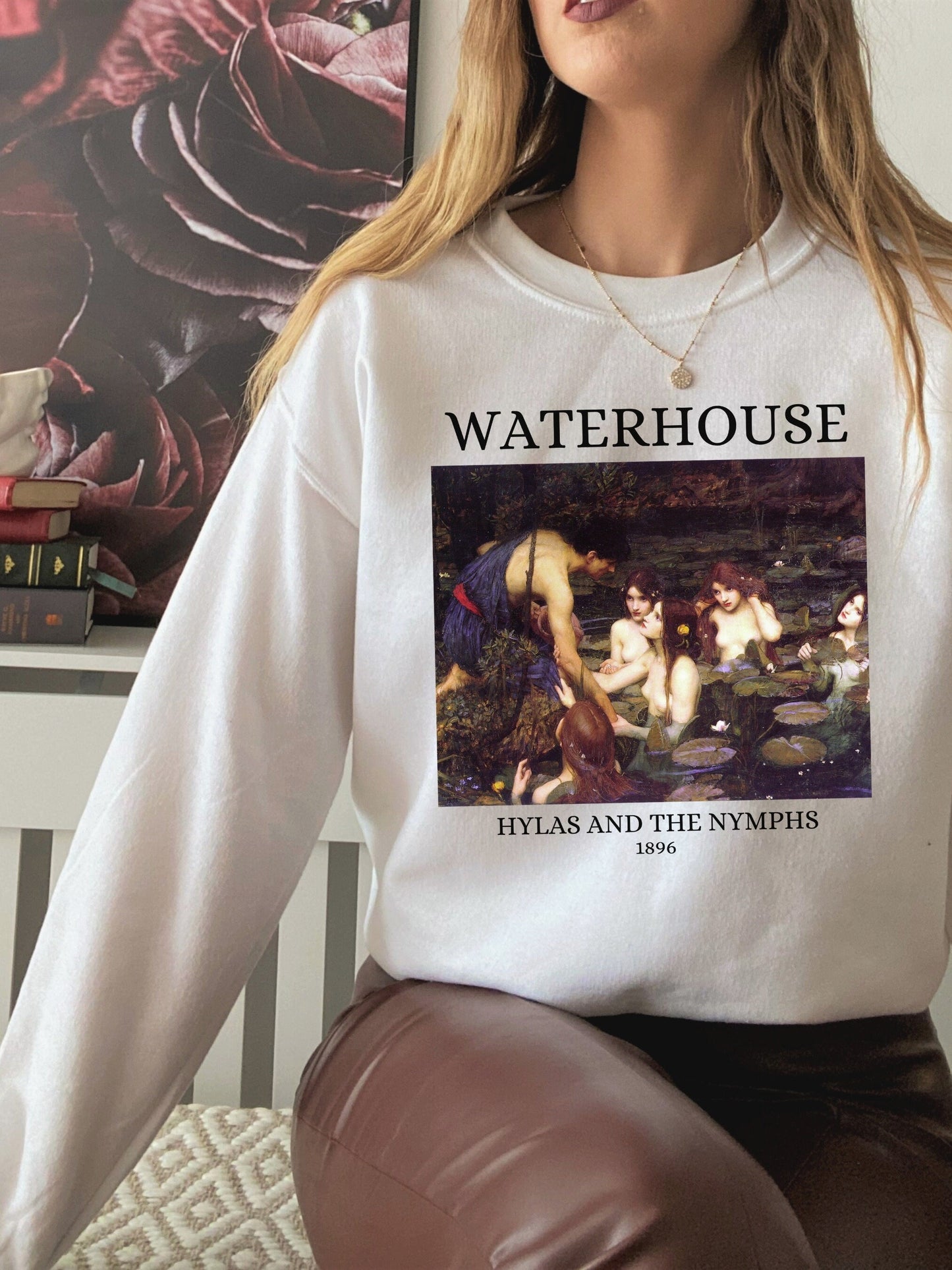 John William Waterhouse Hylas Nymphs Greek Classics Light Dark Academia Art History Sweatshirt Aesthetic Famous Painter Paintings Museum