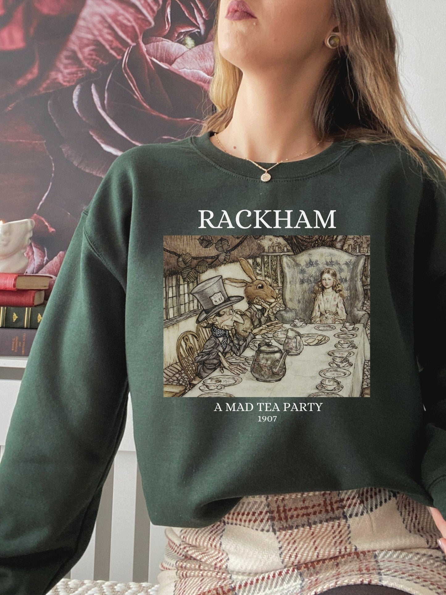 Arthur Rackham Alice in Wonderland Tea Party Mad Hatter Illustration Light Dark Academia Art History Sweatshirt Aesthetic Cottagecore