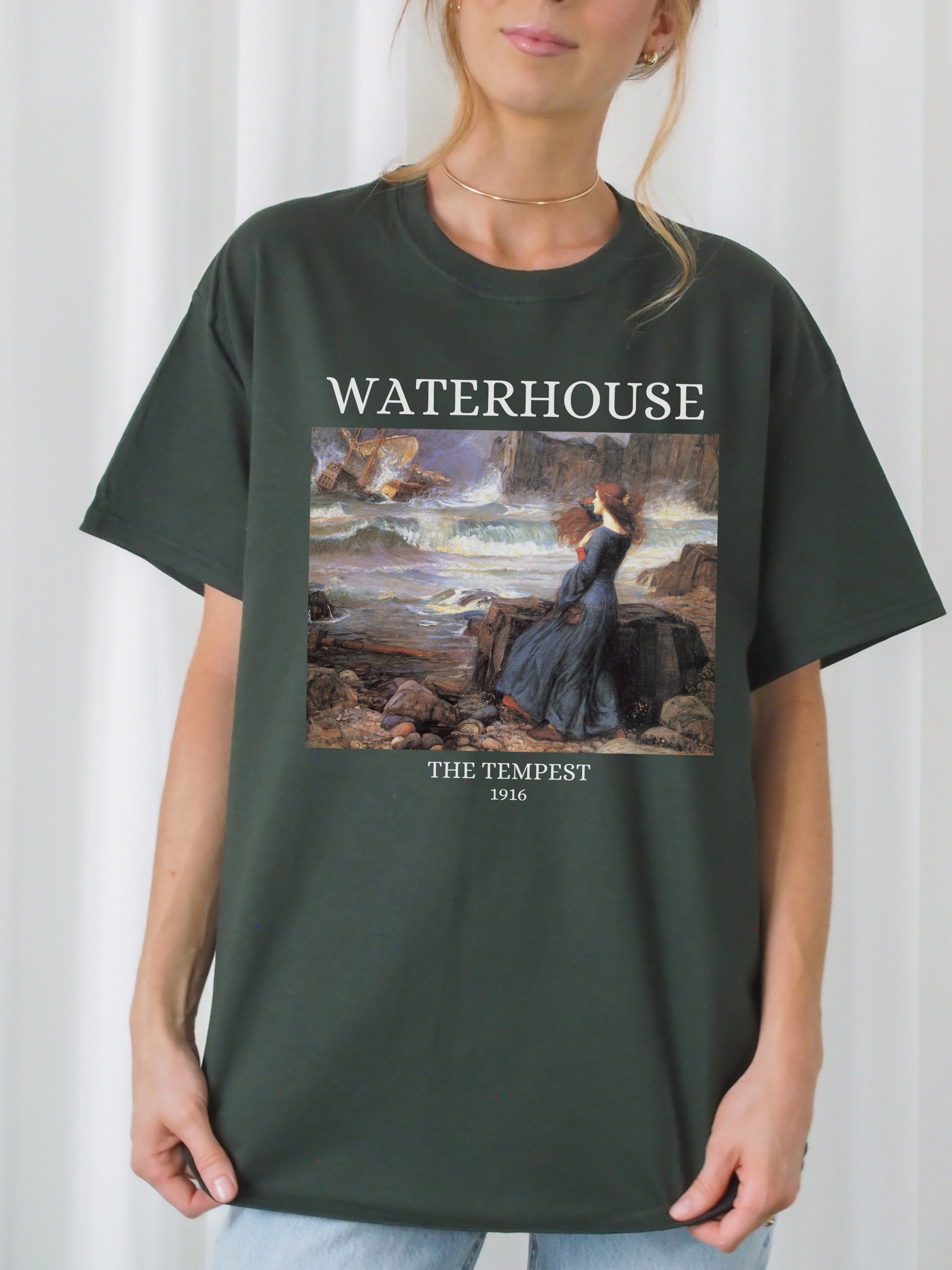 John William Waterhouse The Tempest Shakespeare Light Dark Academia Art History Tee Shirt Aesthetic Famous Painter Paintings Museum Exhibit