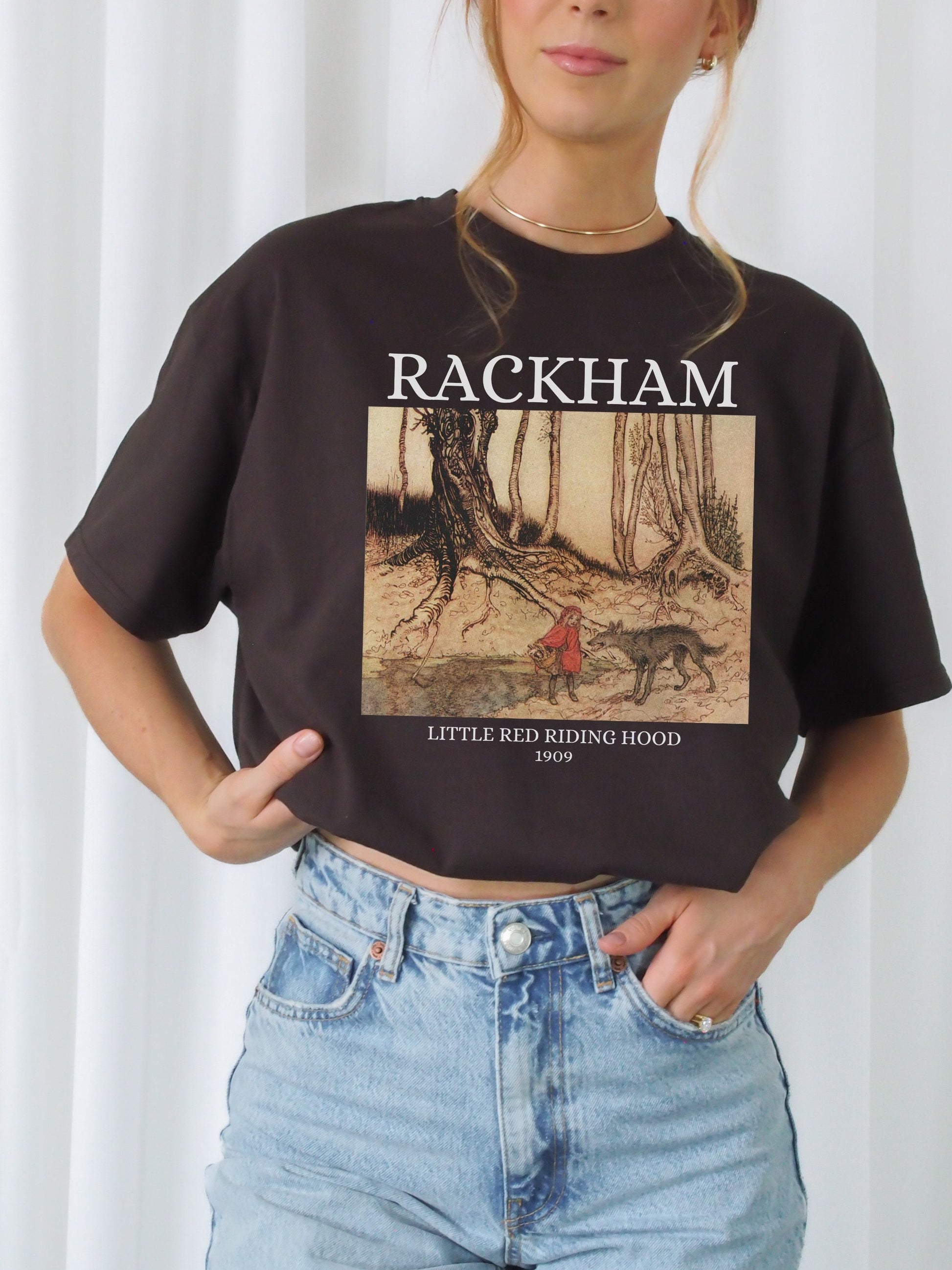 Arthur Rackham Little Red Riding Hood Illustration Famous Paintings Classical Art History Fairytale Dark Light Academia Tee Shirt