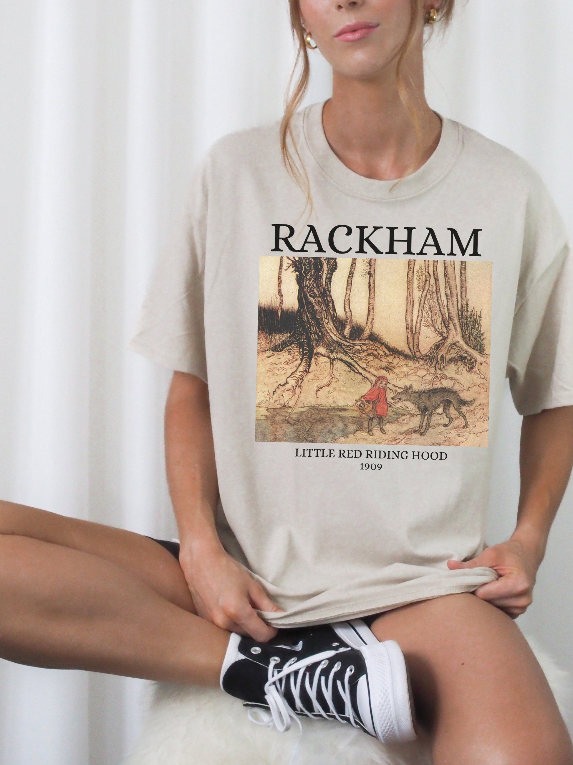 Arthur Rackham Little Red Riding Hood Illustration Famous Paintings Classical Art History Fairytale Dark Light Academia Tee Shirt