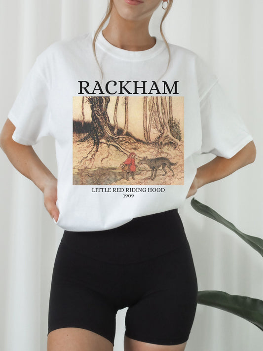 Arthur Rackham Little Red Riding Hood Illustration Famous Paintings Classical Art History Fairytale Dark Light Academia Tee Shirt