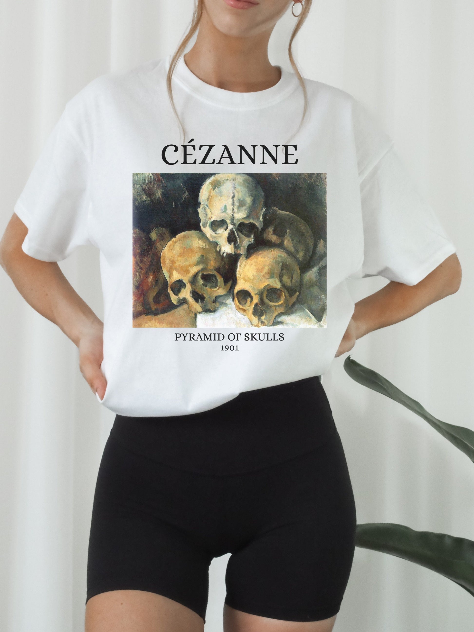 Cezanne Pyramid of Skulls Dark Academia Aesthetic Witchy Skeleton Dark Cottagecore Dead Poets Society Tee Shirt