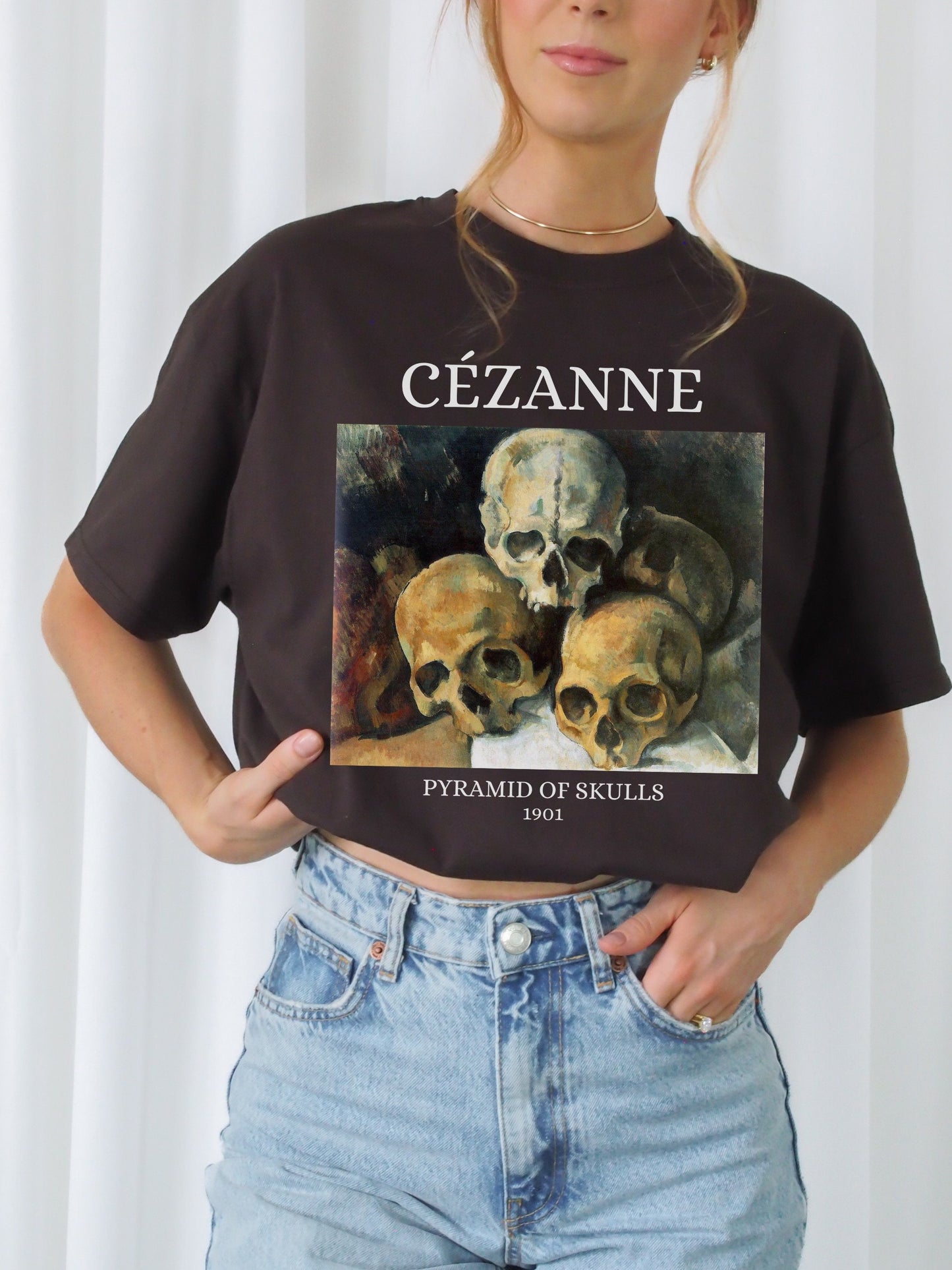 Cezanne Pyramid of Skulls Dark Academia Aesthetic Witchy Skeleton Dark Cottagecore Dead Poets Society Tee Shirt