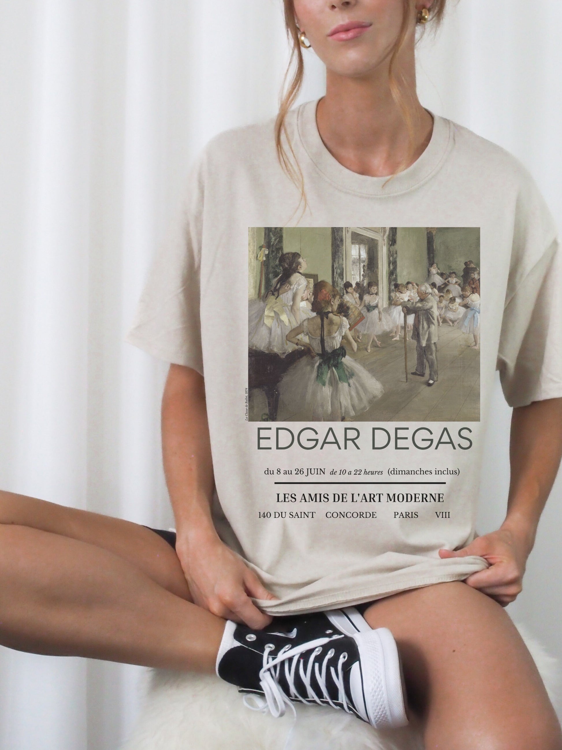 Edgar Degas Museum Exhibit Poster Ballerina Ballet Core Light Academia Art History Artsy Tee Shirt Christmas Gift