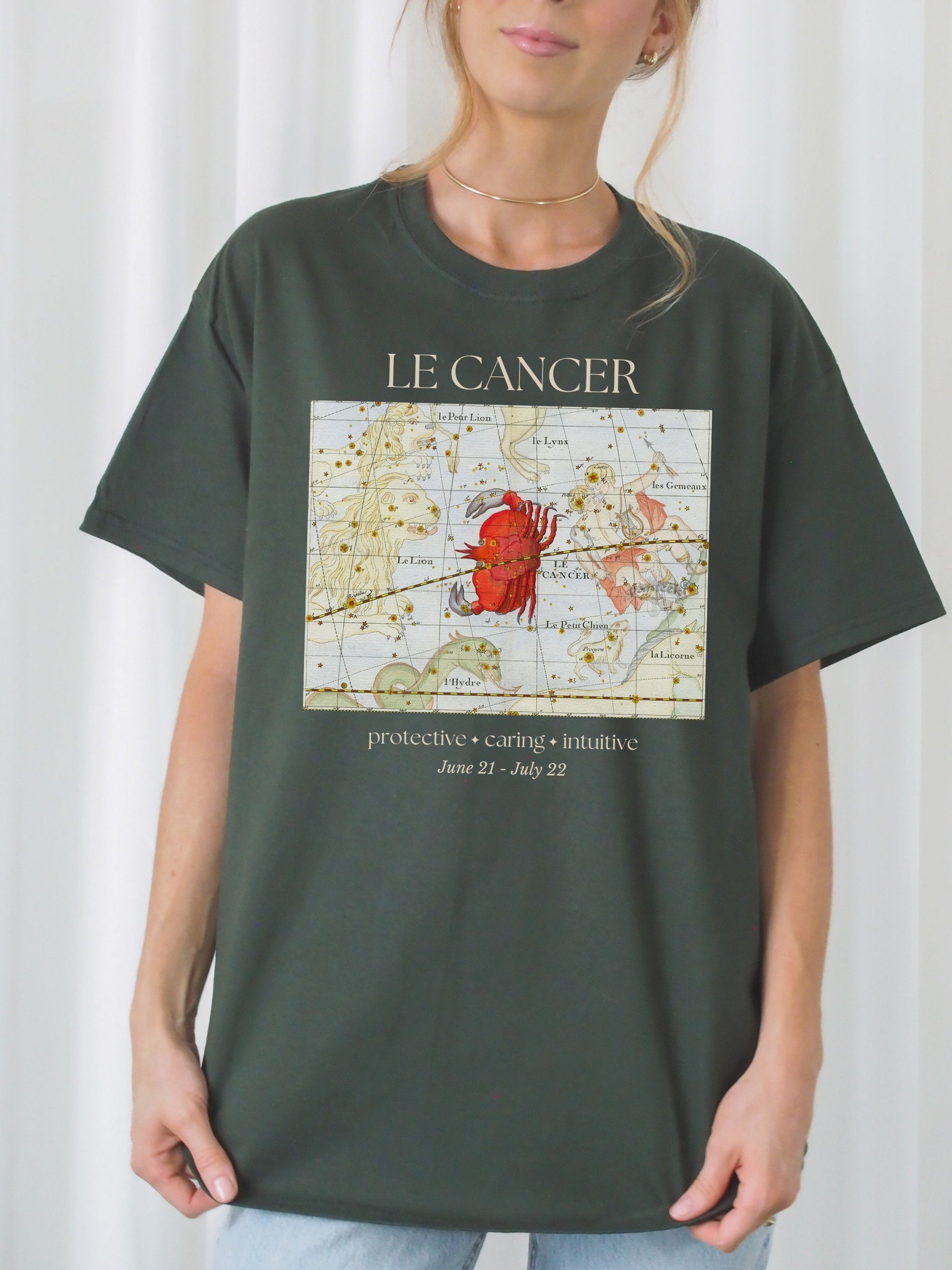 Cancer French Zodiac Constellation Astrology Horoscope Tee Shirt * Cancer Birthday Birth Date Shirt * Fire Sign Gift * Light Dark Academia