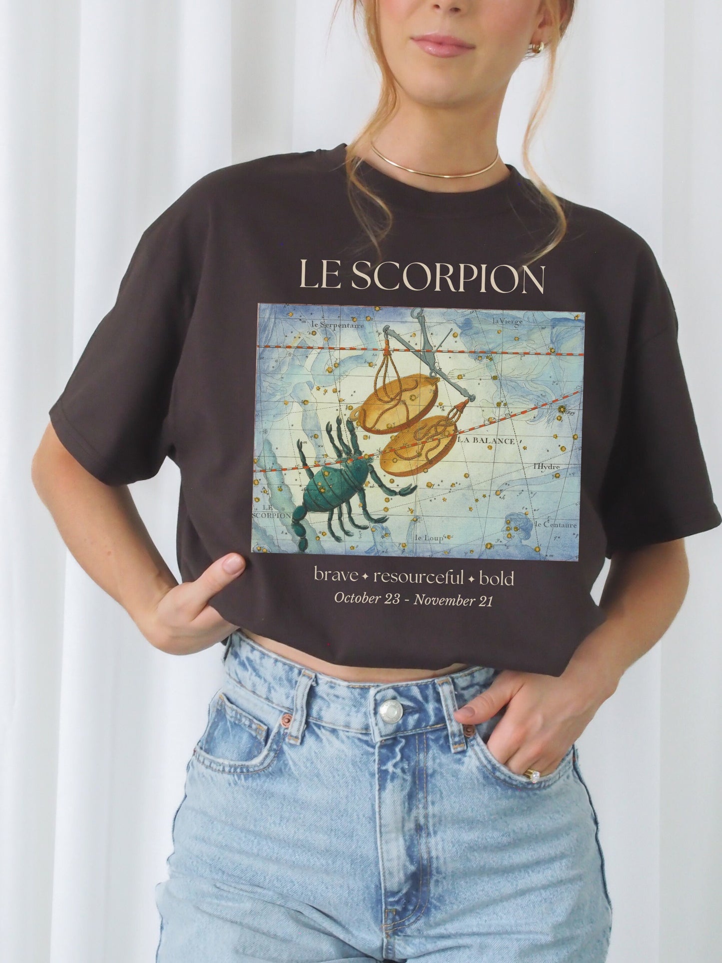 Scorpio French Zodiac Constellation Astrology Horoscope Tee Shirt * Scorpio Birthday Birth Date Shirt * Water Sign * Light Dark Academia