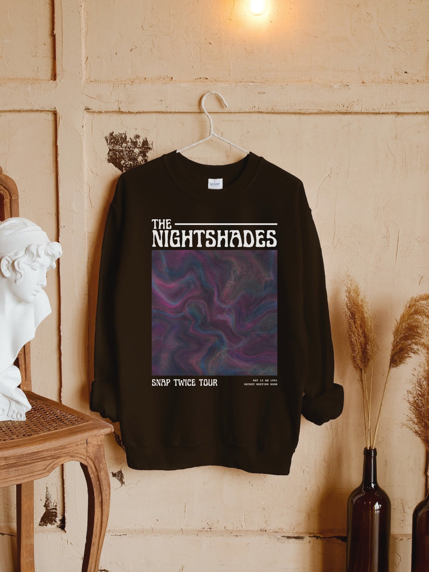 Vintage Retro Inspired Band Merch Sweatshirt * The Nightshades * Edgar Allan Poe The Raven Nevermore * Dark Academia Academy