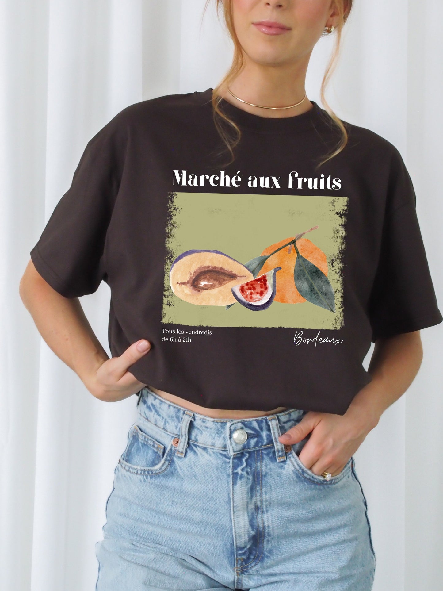 Farmers Market French Marche aux fruits fleurs Tee Shirt * Danish Springcore French Girl * Paris Poster Print * Clean Girl Sunday Reset