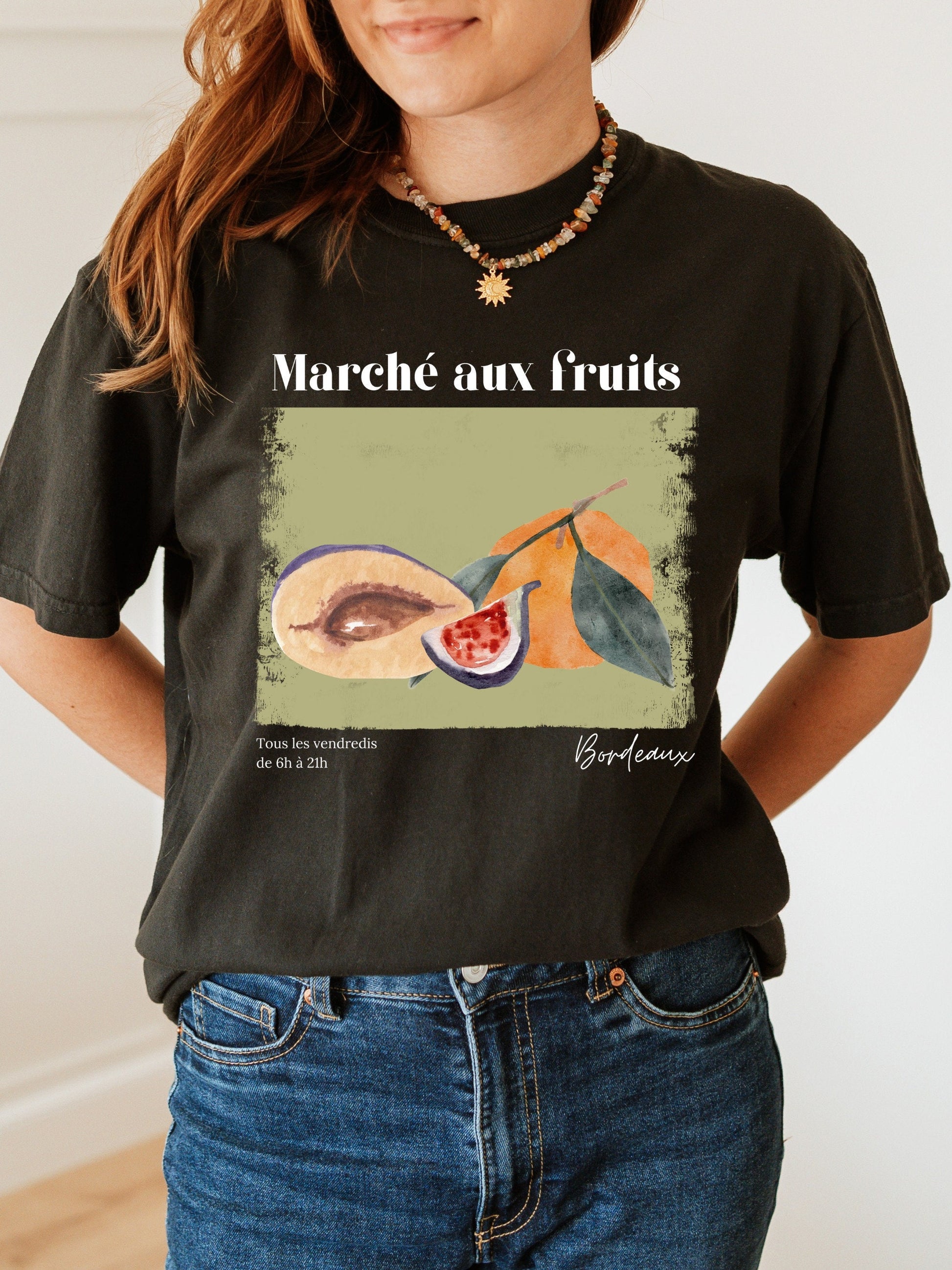 Farmers Market French Marche aux fruits fleurs Tee Shirt * Danish Springcore French Girl * Paris Poster Print * Clean Girl Sunday Reset